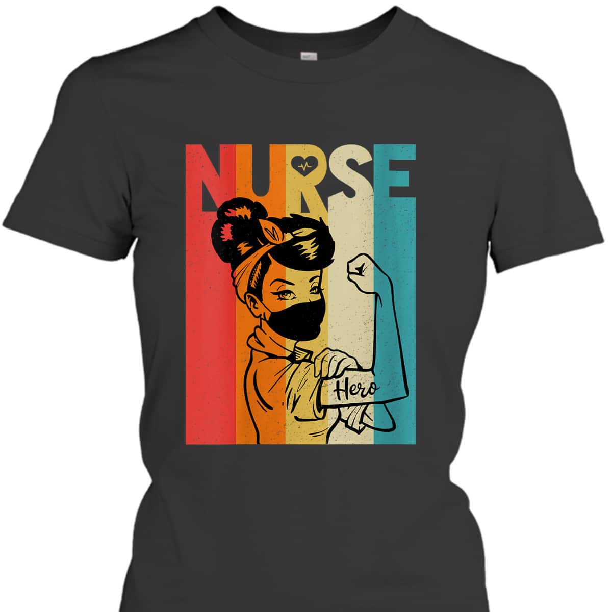Womens Vintage Rosie The Riveter Nurse Face Mask Edition T-Shirt