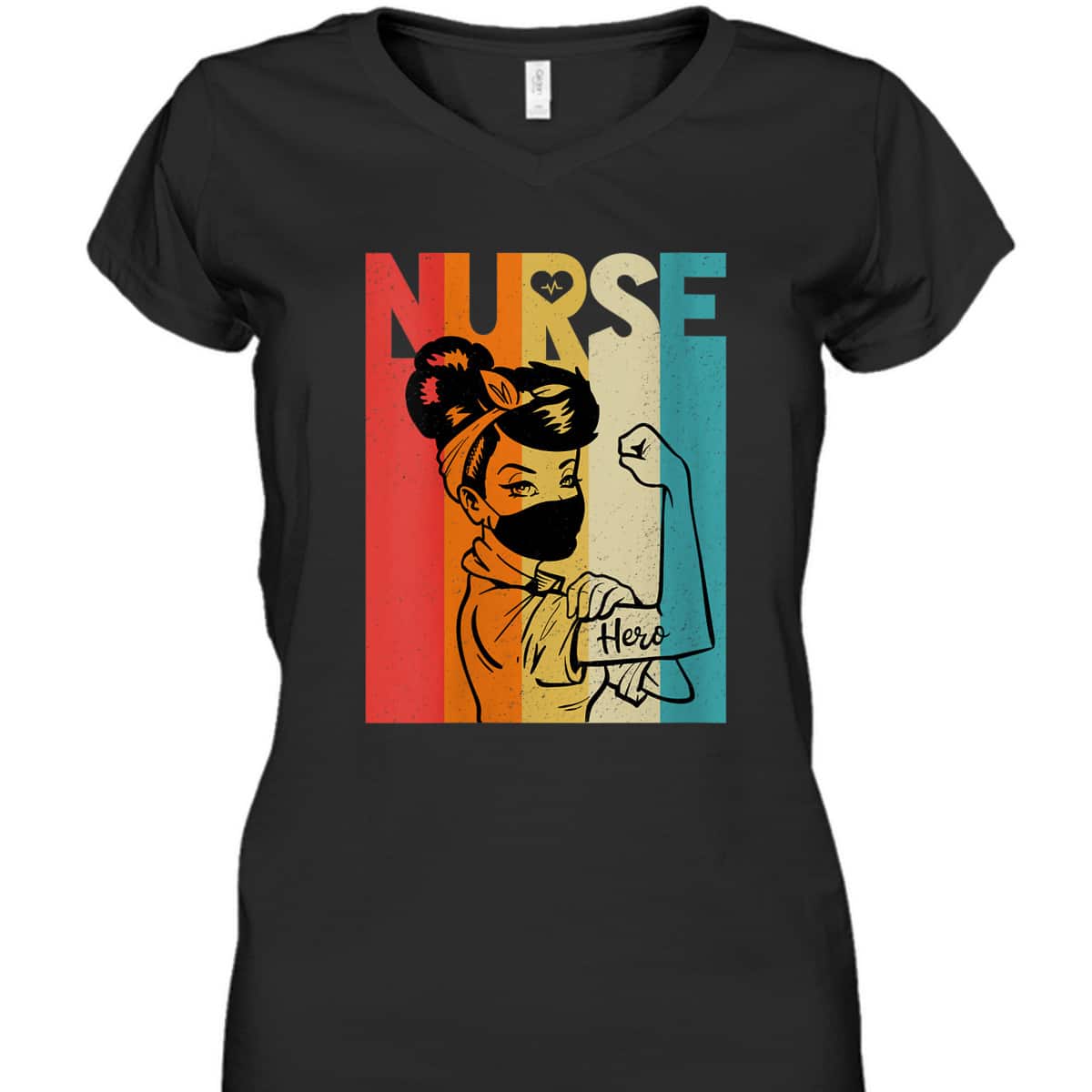 Womens Vintage Rosie The Riveter Nurse Face Mask Edition T-Shirt