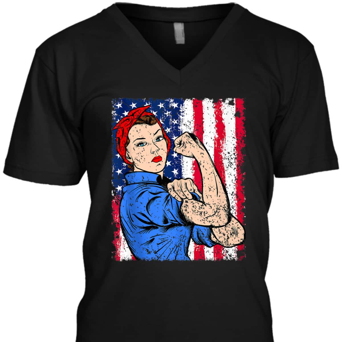 Rosie The Riveter Feminist Patriotic USA Flag 4th Of July T-Shirt Rosie The Riveter Feminist Patriotic USA Flag 4th Of July T-Shirt