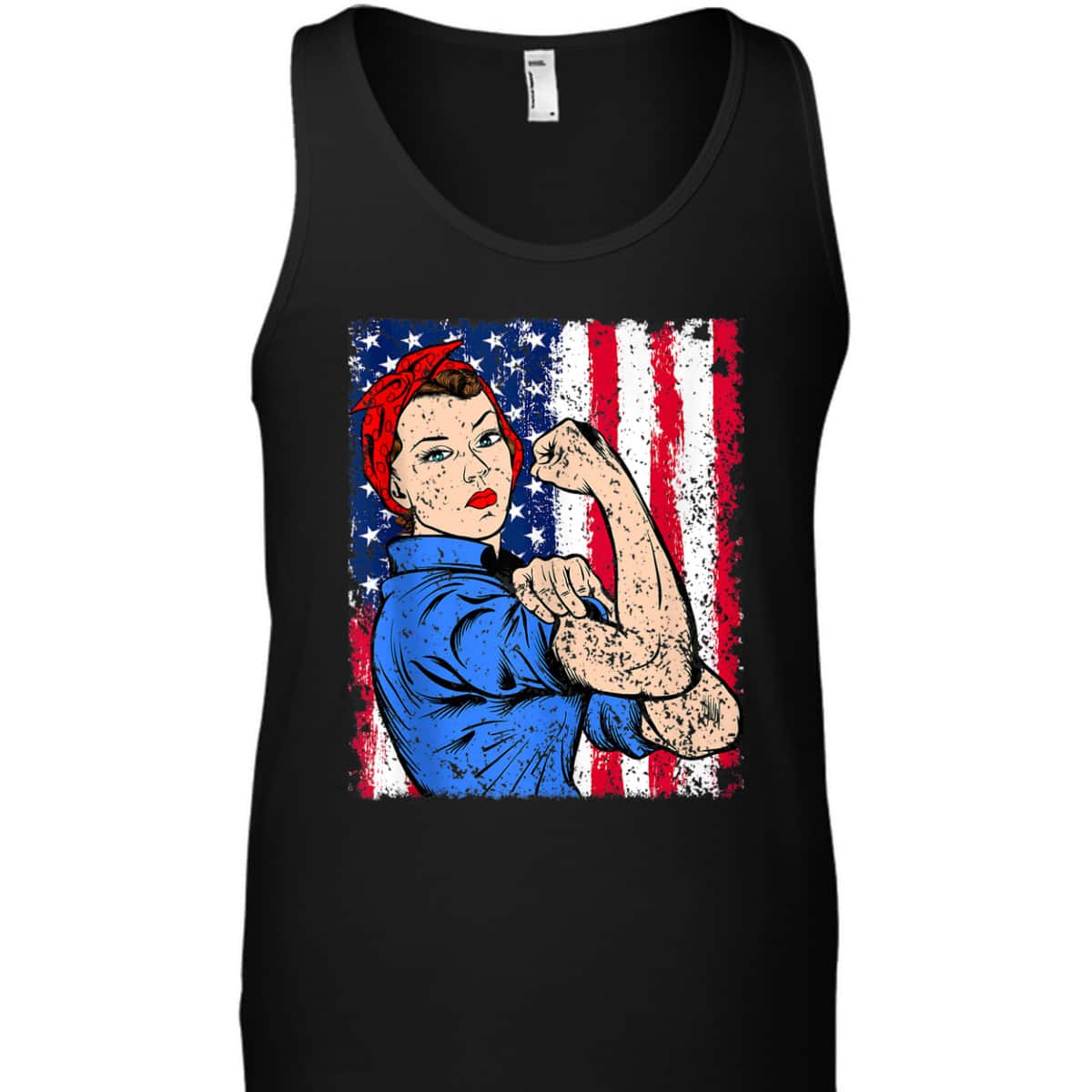Rosie The Riveter Feminist Patriotic USA Flag 4th Of July T-Shirt Rosie The Riveter Feminist Patriotic USA Flag 4th Of July T-Shirt