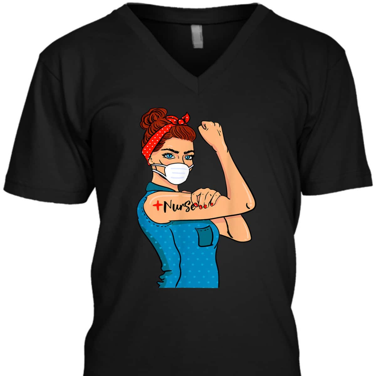Nurse With Mask Rosie The Riveter Nurse Strong Medical Pro T-Shirt