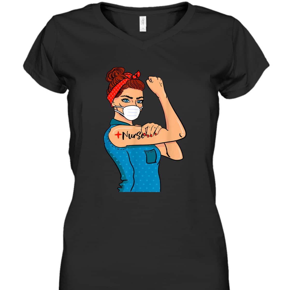 Nurse With Mask Rosie The Riveter Nurse Strong Medical Pro T-Shirt
