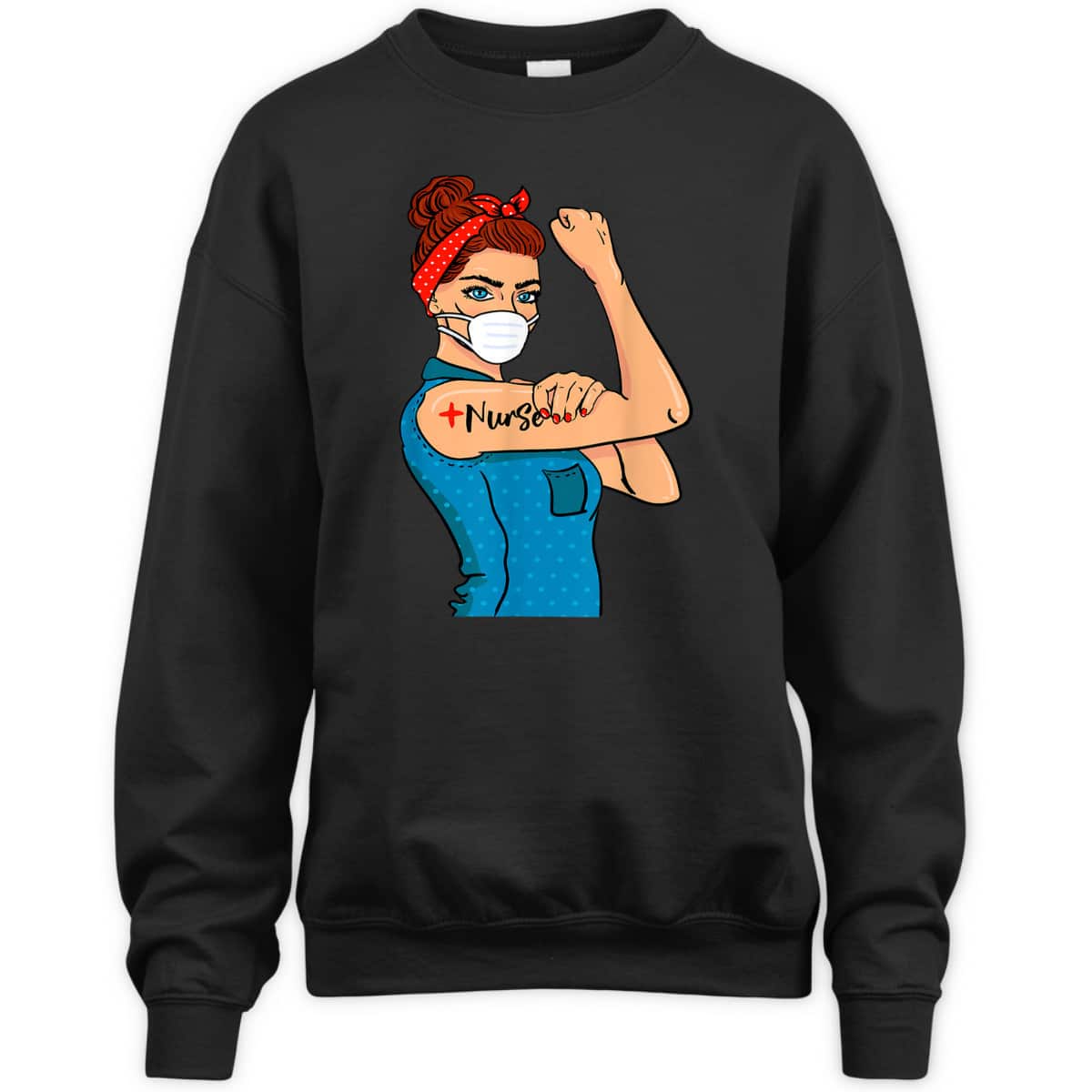 Nurse With Mask Rosie The Riveter Nurse Strong Medical Pro T-Shirt