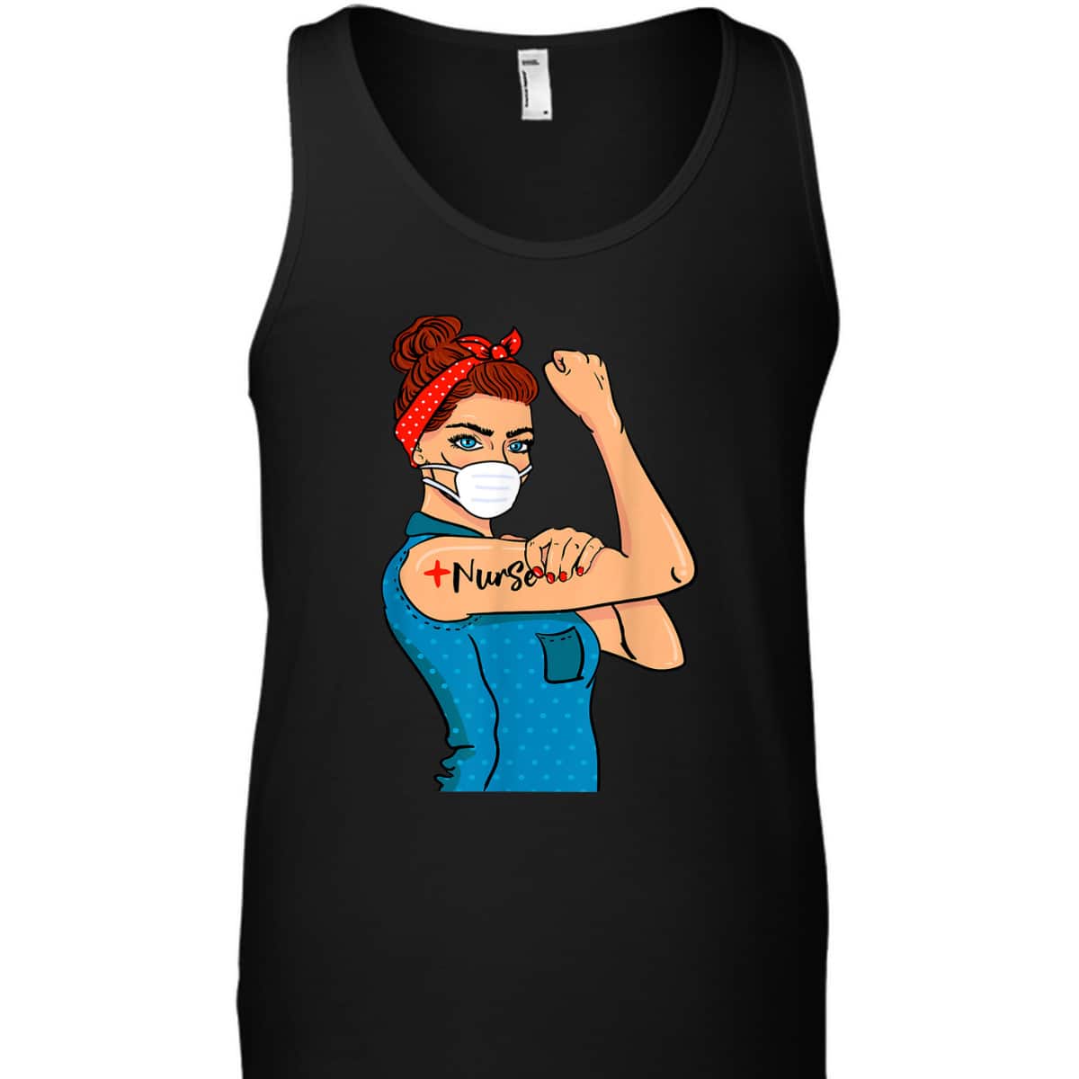 Nurse With Mask Rosie The Riveter Nurse Strong Medical Pro T-Shirt