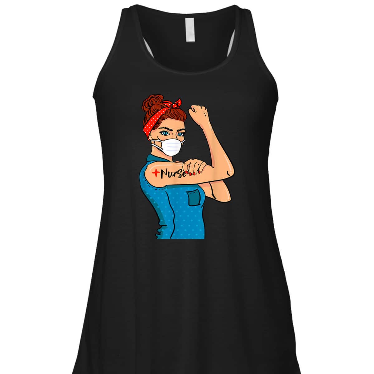 Nurse With Mask Rosie The Riveter Nurse Strong Medical Pro T-Shirt Nurse With Mask Rosie The Riveter Nurse Strong Medical Pro T-Shirt