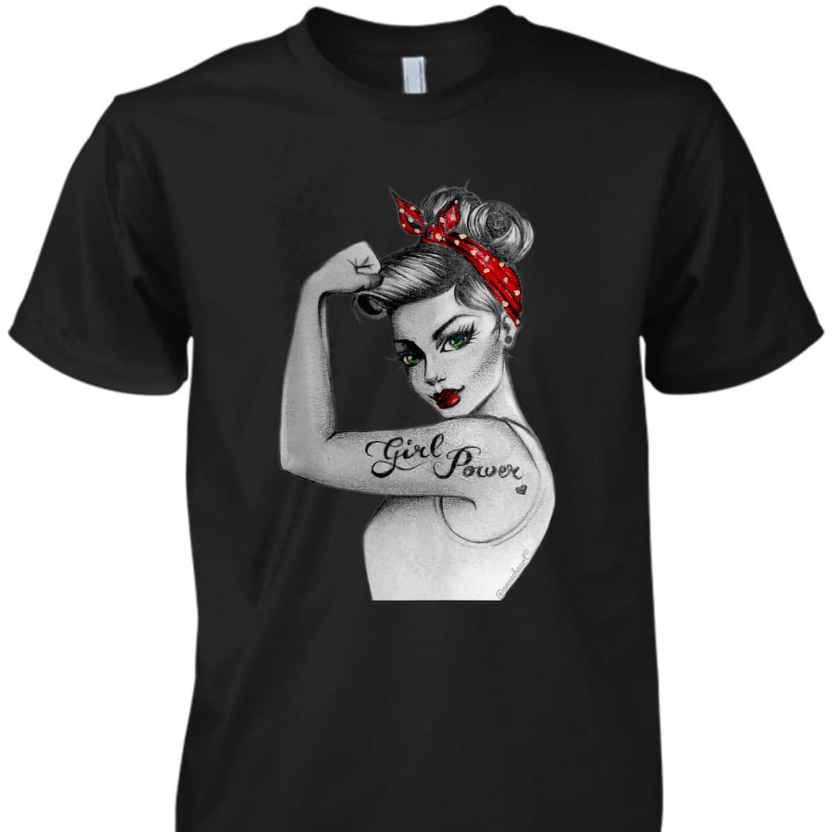 GirlPower PinUp Retro Modern Rosie The Riveter Feminist Icon T-Shirt