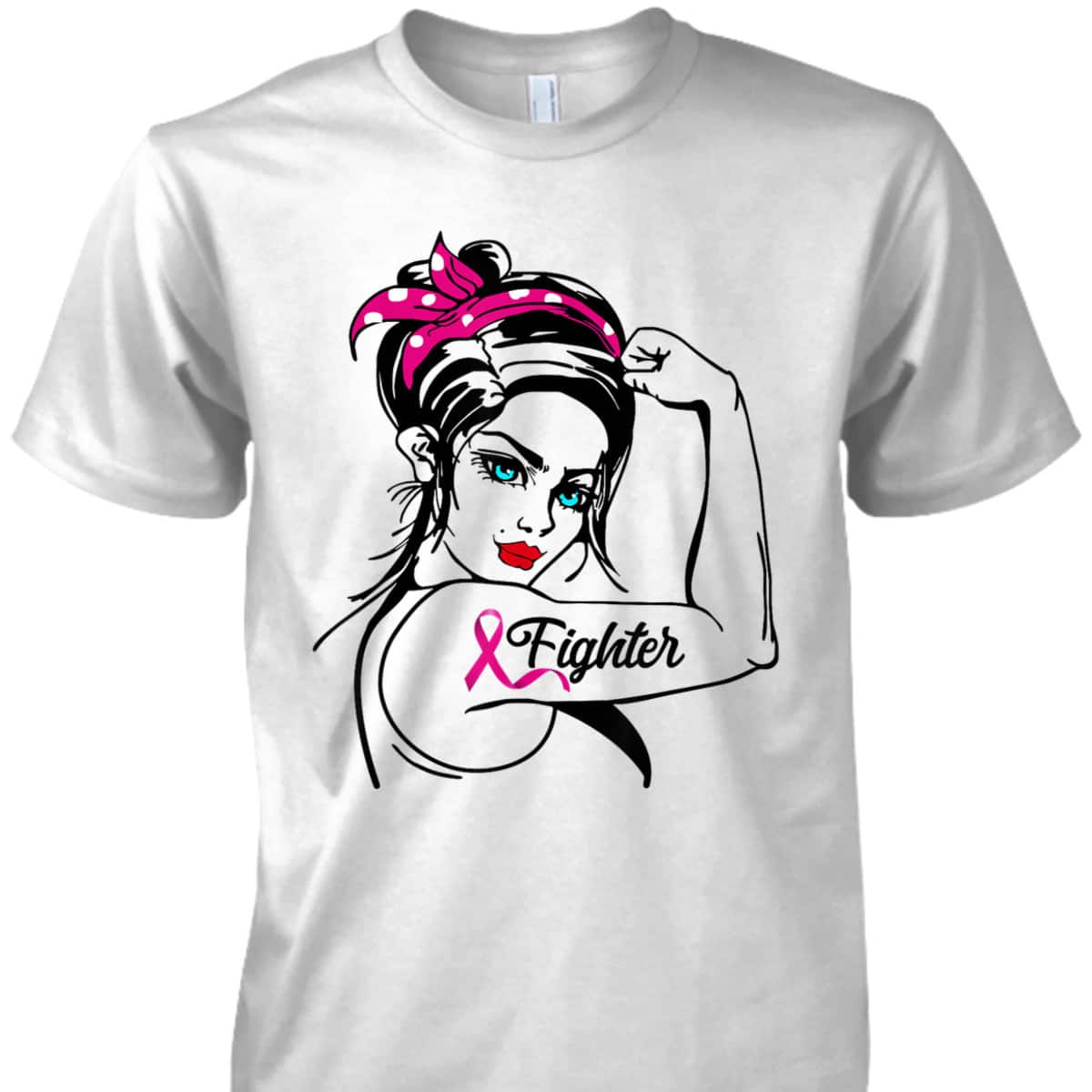 Fighter Rosie The Riveter Breast Cancer Awareness T-Shirt