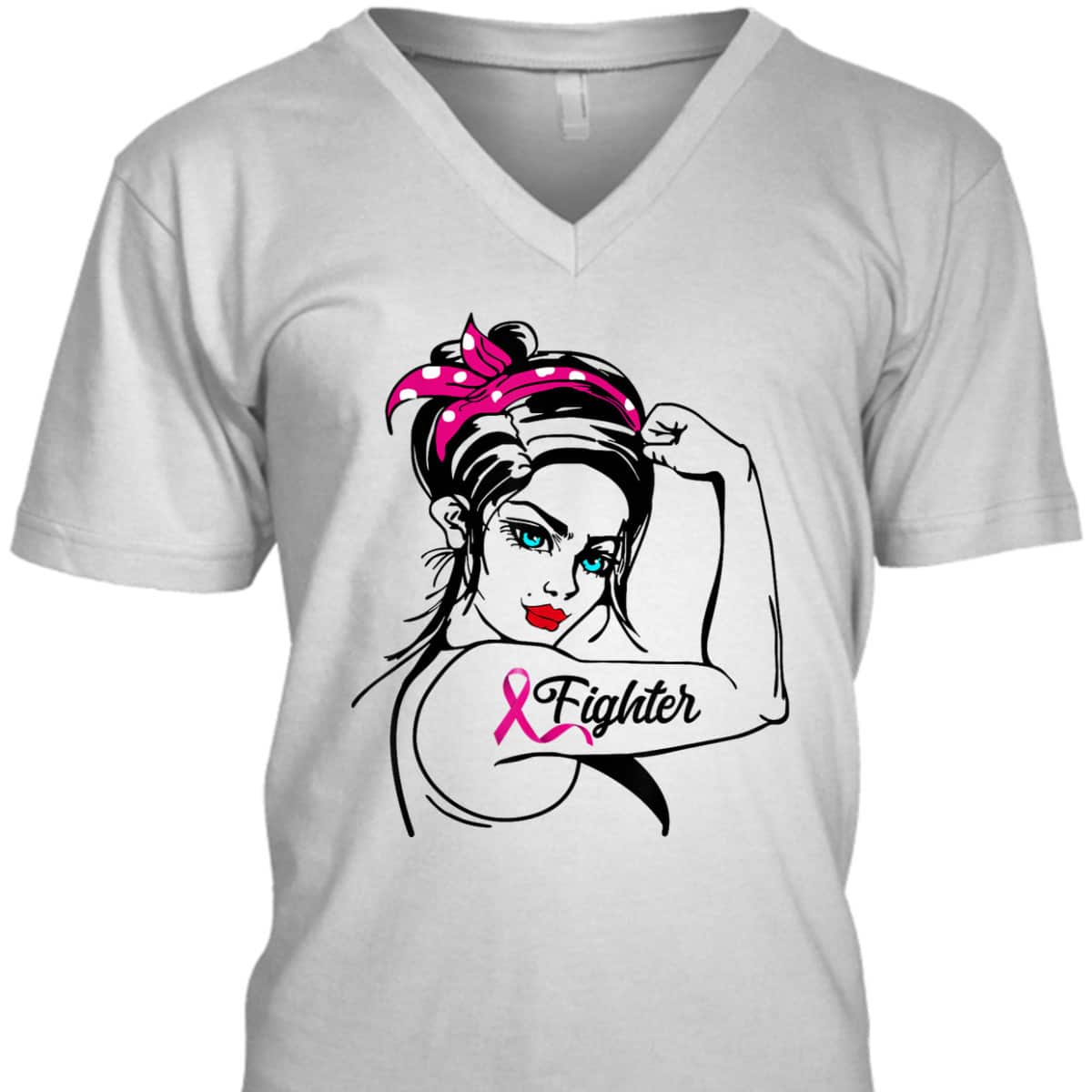 Fighter Rosie The Riveter Breast Cancer Awareness T-Shirt