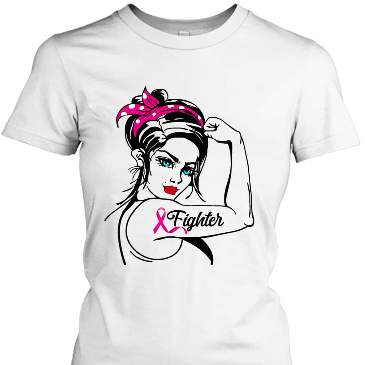Fighter Rosie The Riveter Breast Cancer Awareness T-Shirt