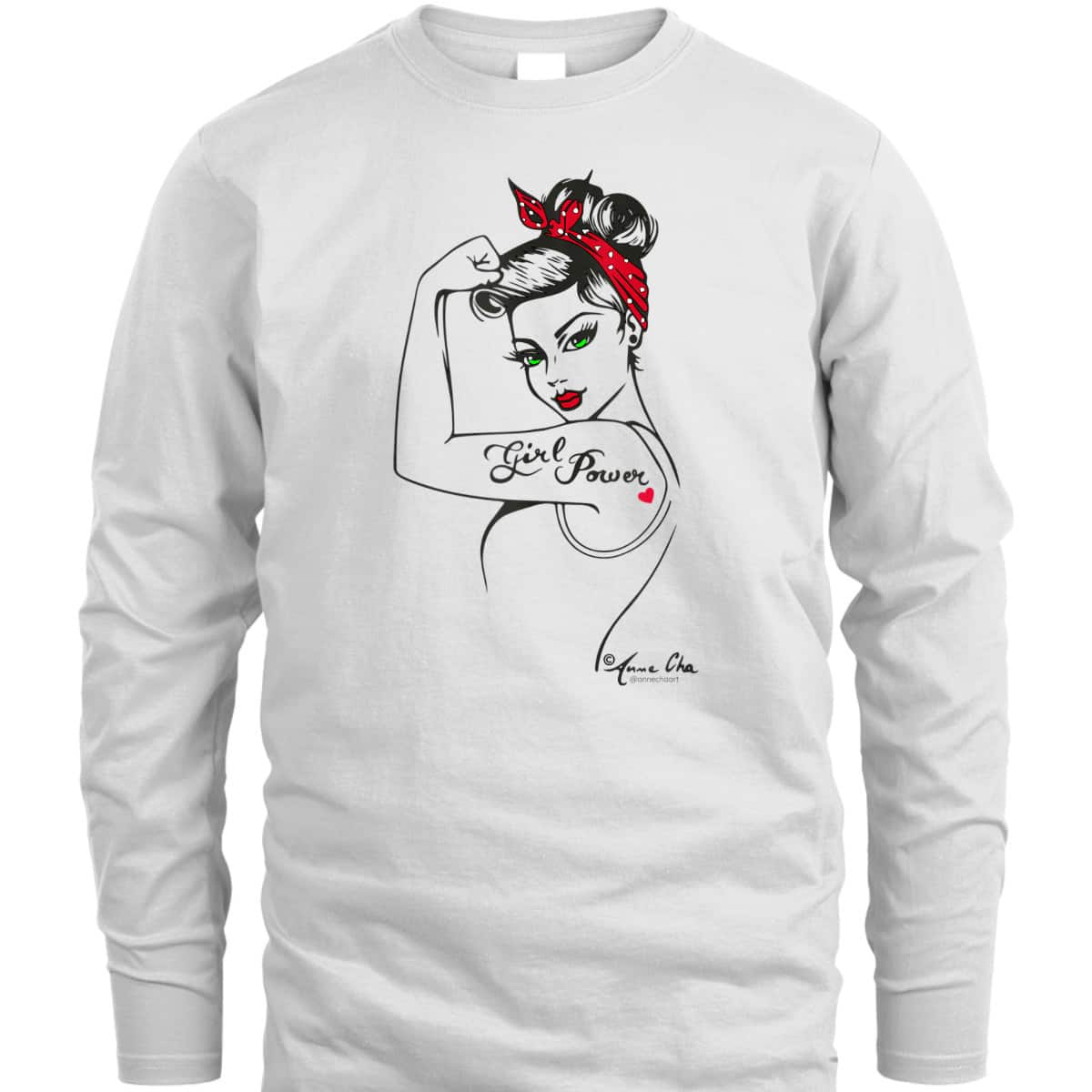Girl Power Modern Rosie The Riveter Pin Up Retro Vintage Art T-Shirt