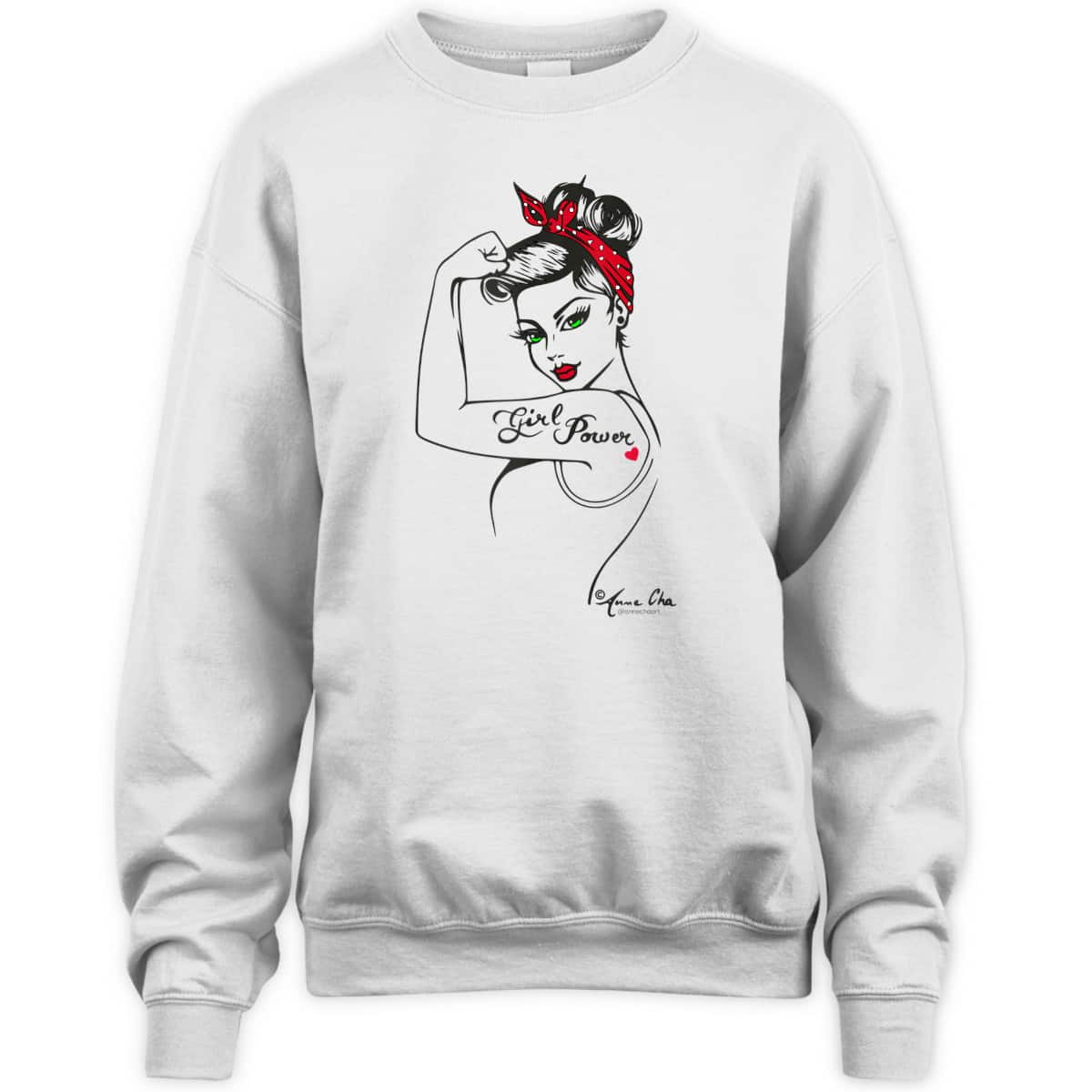 Girl Power Modern Rosie The Riveter Pin Up Retro Vintage Art T-Shirt