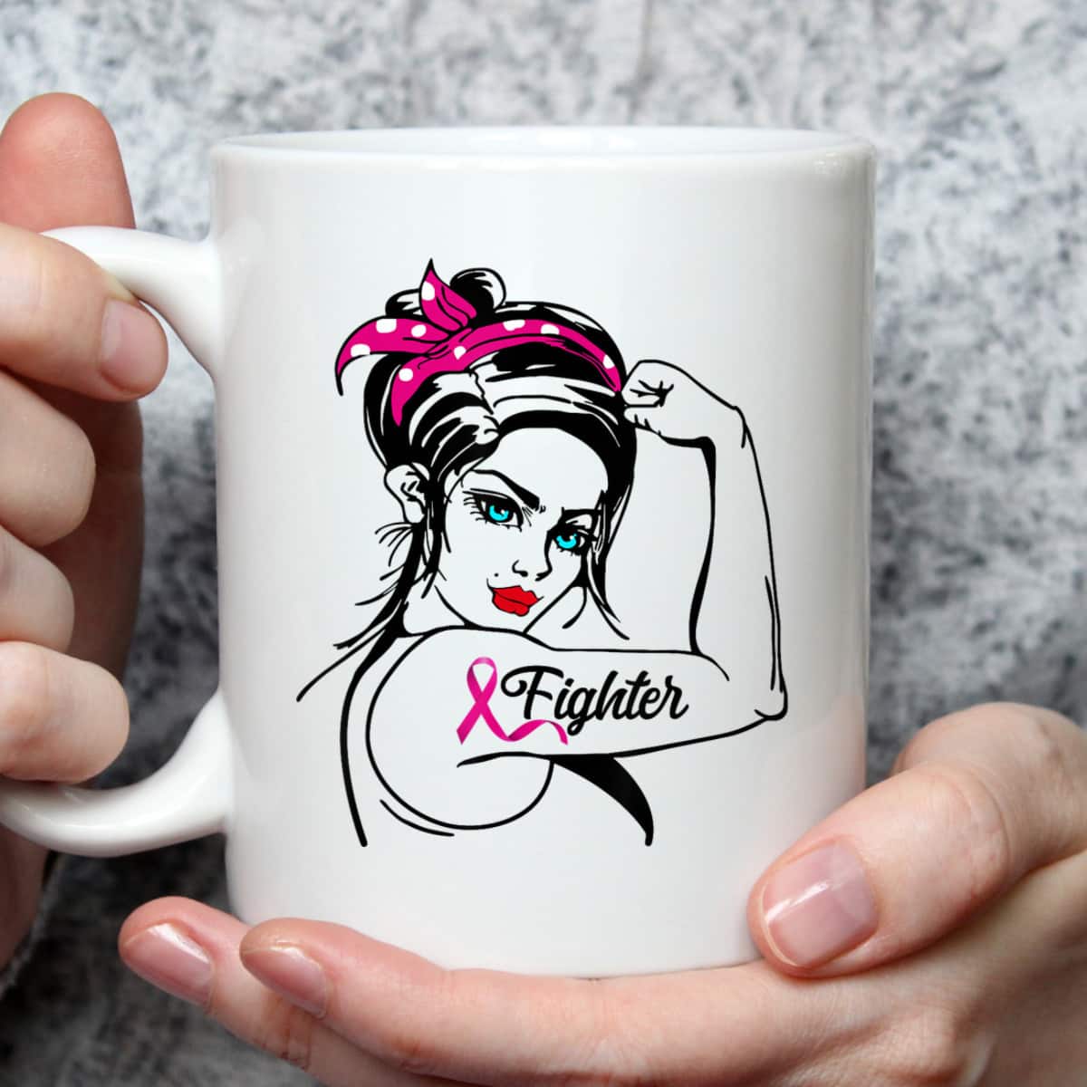 Fighter Rosie The Riveter Breast Cancer Awareness T-Shirt