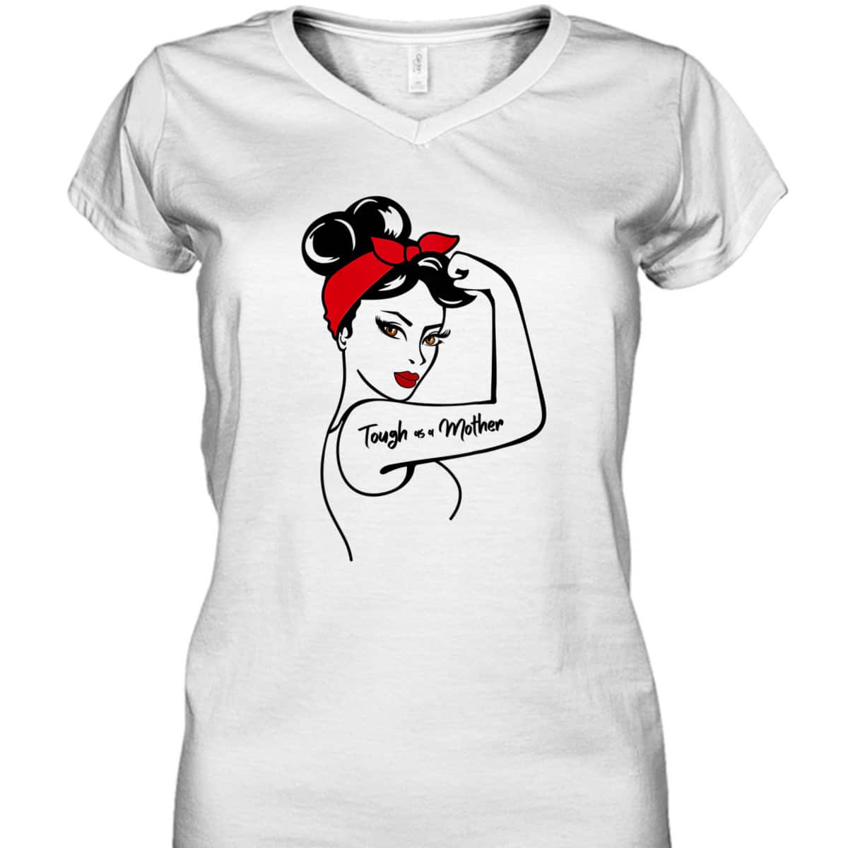 Womens Tough As A Mother Brown Eyes Rosie The Riveter Mother's Day T-Shirt Womens Tough As A Mother Brown Eyes Rosie The Riveter Mother's Day T-Shirt