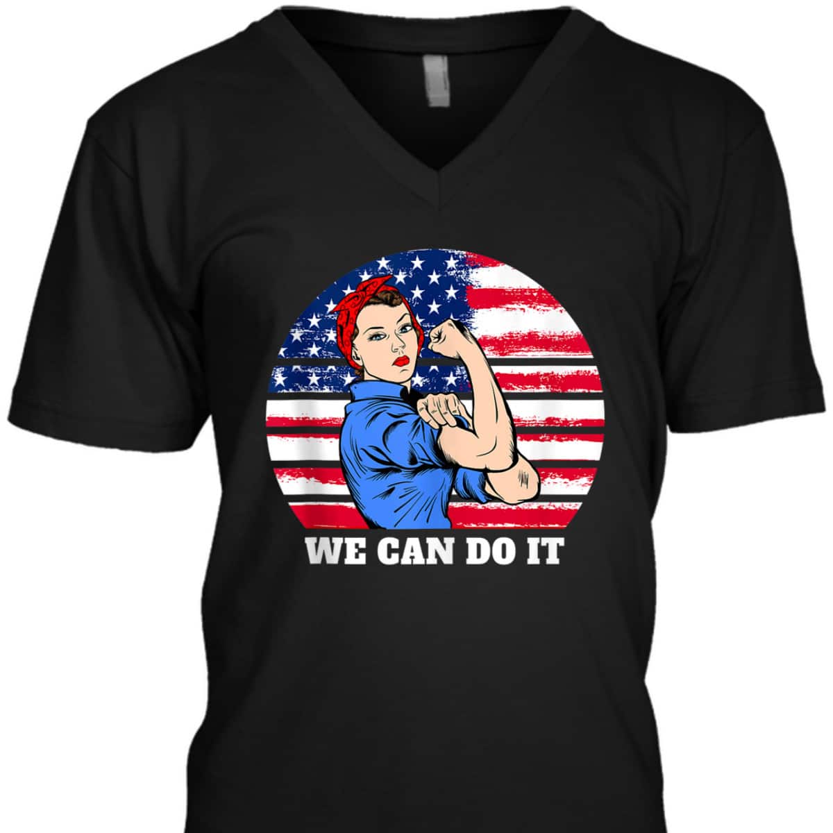 Feminist Rosie The Riveter Patriotic USA Flag 4th Of July T-Shirt Feminist Rosie The Riveter Patriotic USA Flag 4th Of July T-Shirt