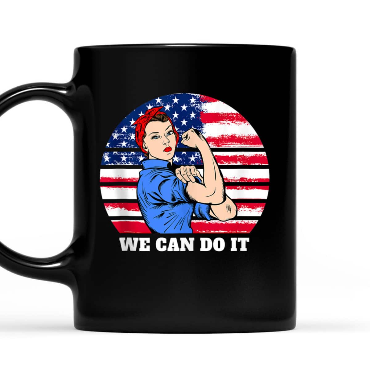 Feminist Rosie The Riveter Patriotic USA Flag 4th Of July T-Shirt