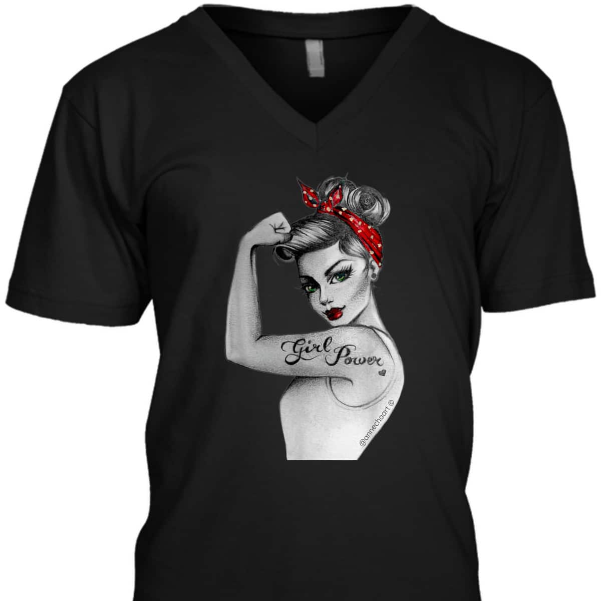Pin Up Feminist Retro Girl Power Modern Rosie The Riveter T-Shirt Pin Up Feminist Retro Girl Power Modern Rosie The Riveter T-Shirt