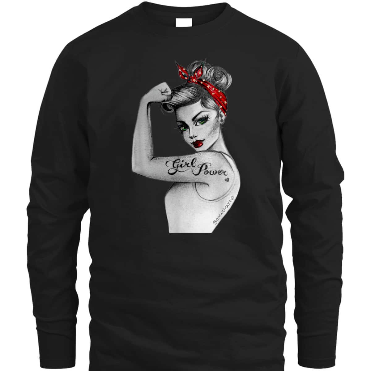 Pin Up Feminist Retro Girl Power Modern Rosie The Riveter T-Shirt