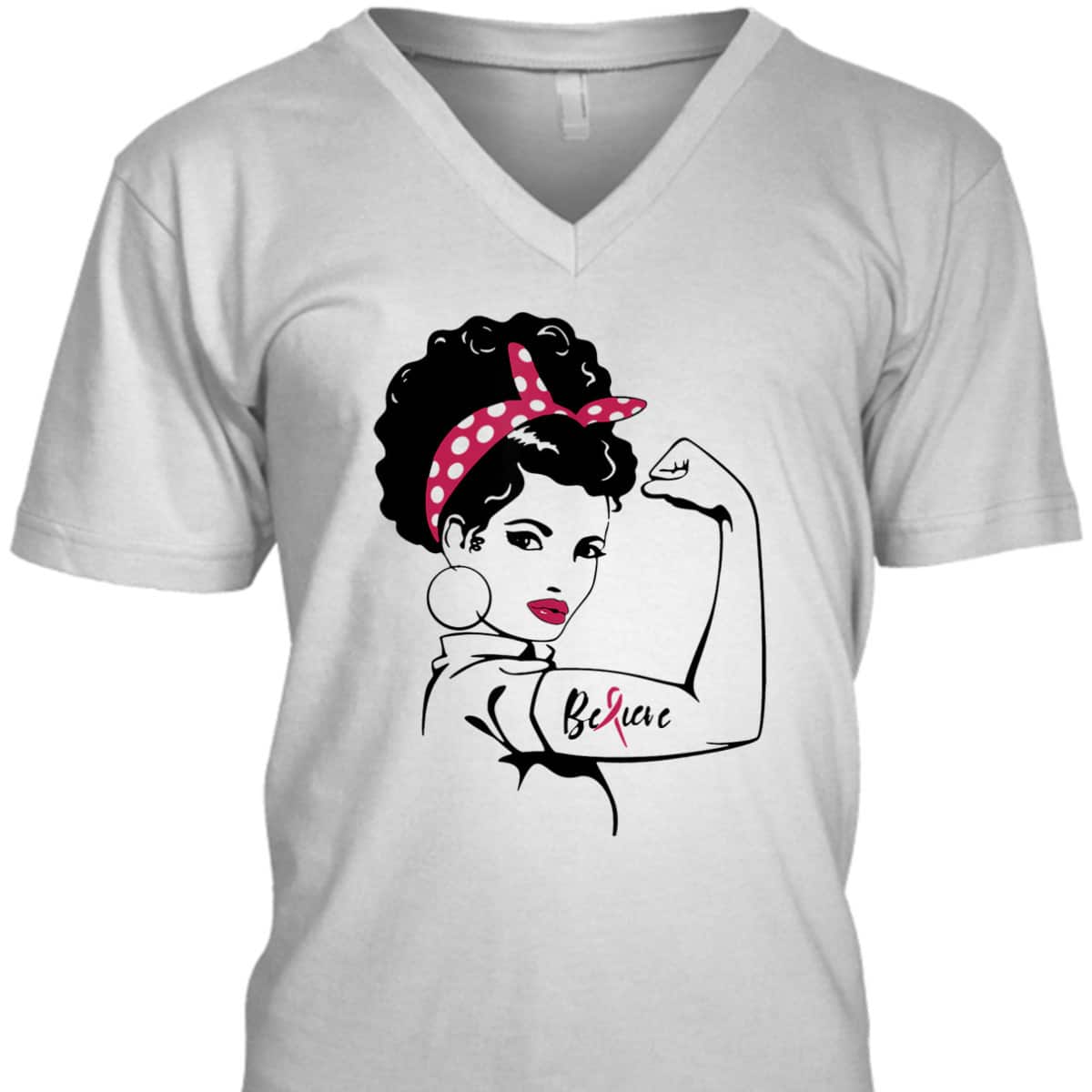 Rosie The Riveter - Breast Cancer Awareness T-Shirt