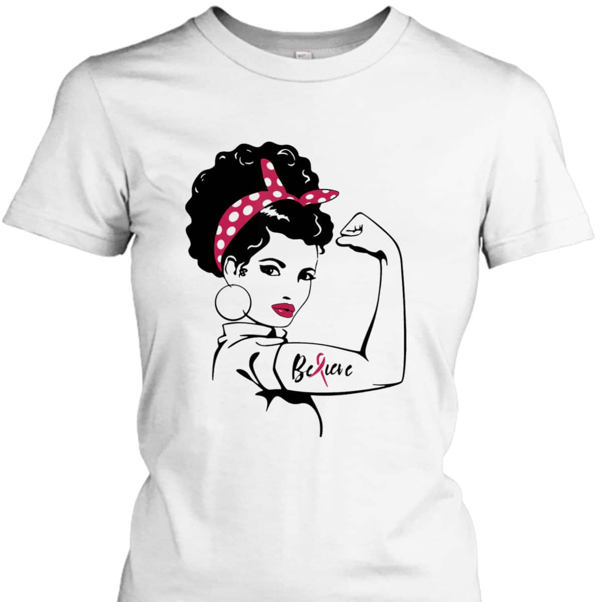 Rosie The Riveter - Breast Cancer Awareness T-Shirt