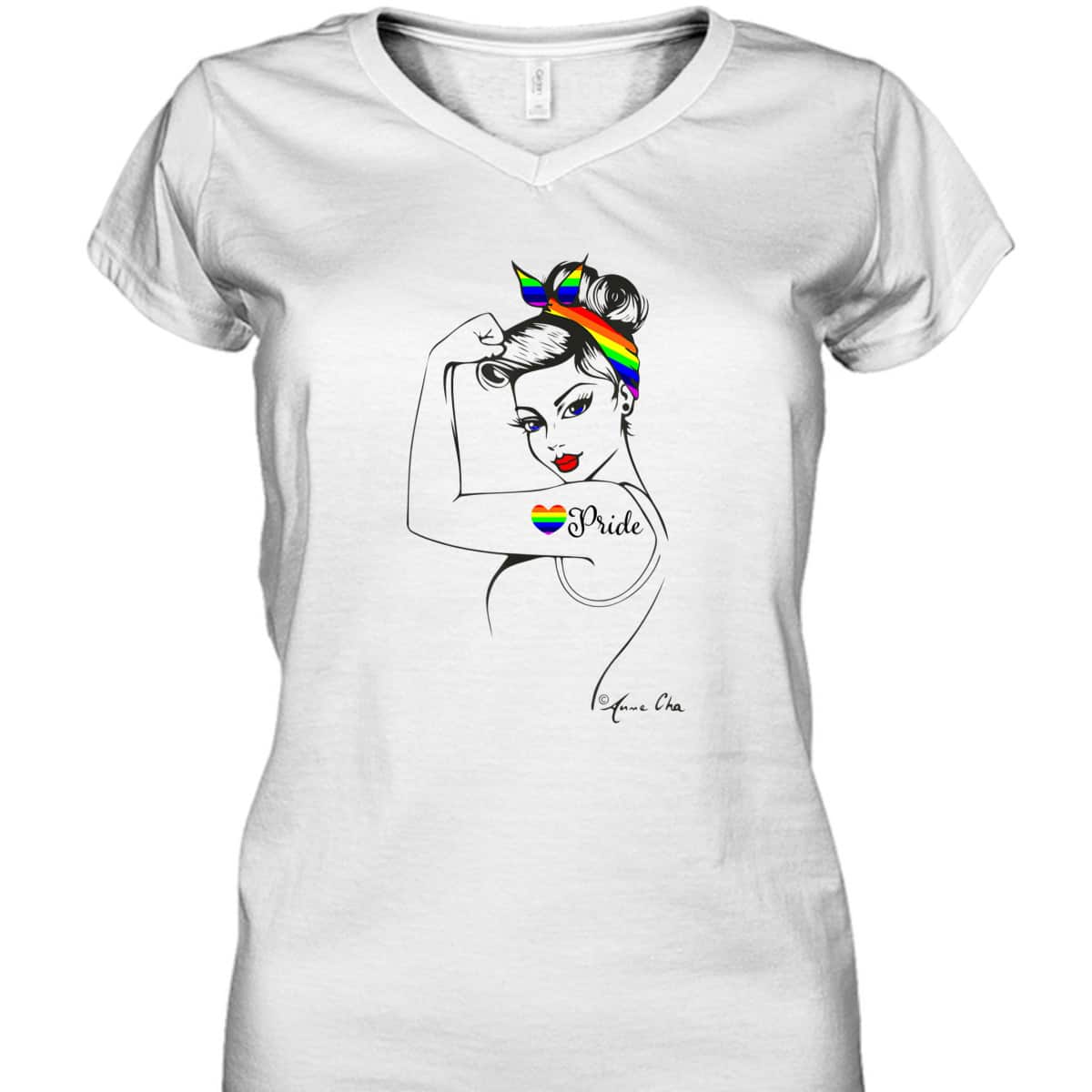 Pride LGBT Girl Power Pin Up Art Modern Rosie The Riveter T-Shirt