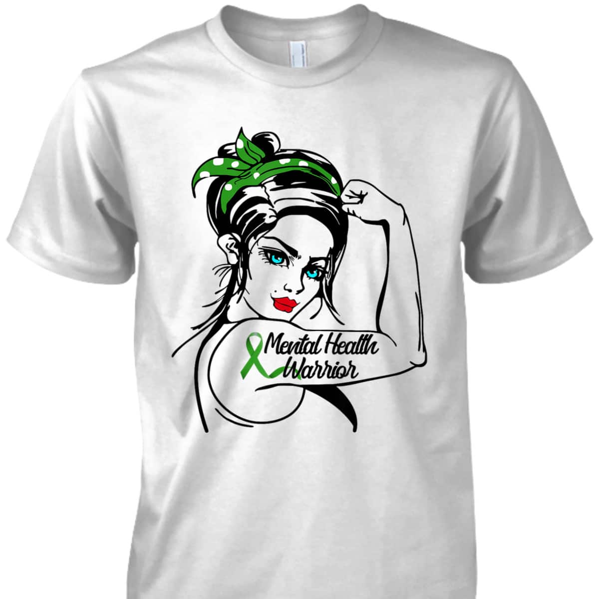 Mental Health Warrior Rosie The Riveter Pin Up T-Shirt Mental Health Warrior Rosie The Riveter Pin Up T-Shirt
