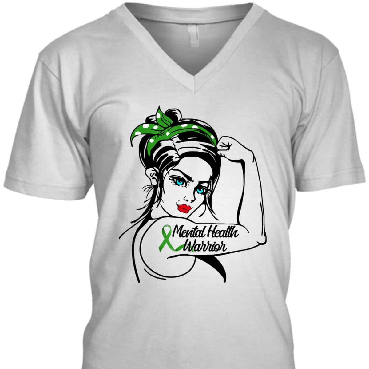 Mental Health Warrior Rosie The Riveter Pin Up T-Shirt
