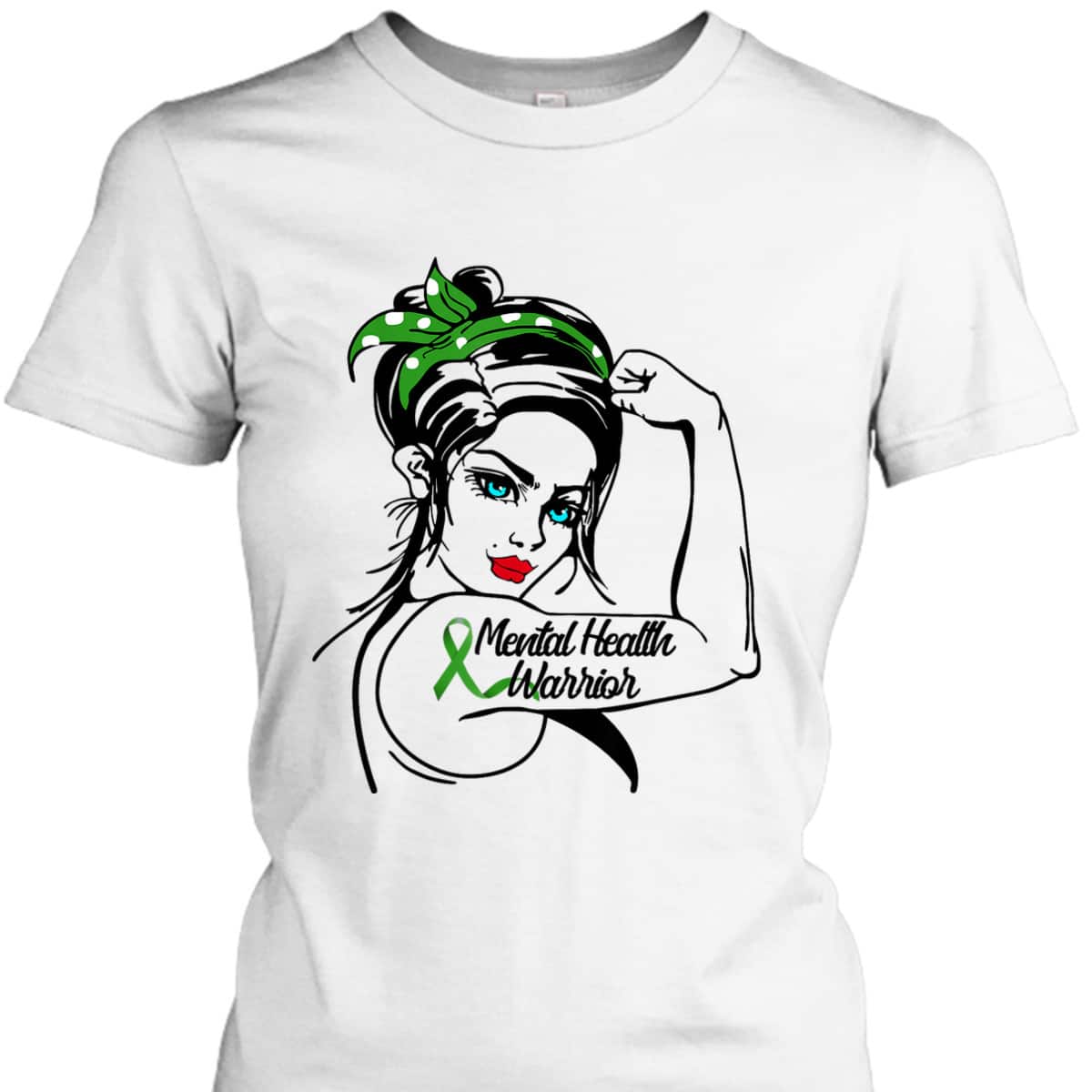 Mental Health Warrior Rosie The Riveter Pin Up T-Shirt Mental Health Warrior Rosie The Riveter Pin Up T-Shirt