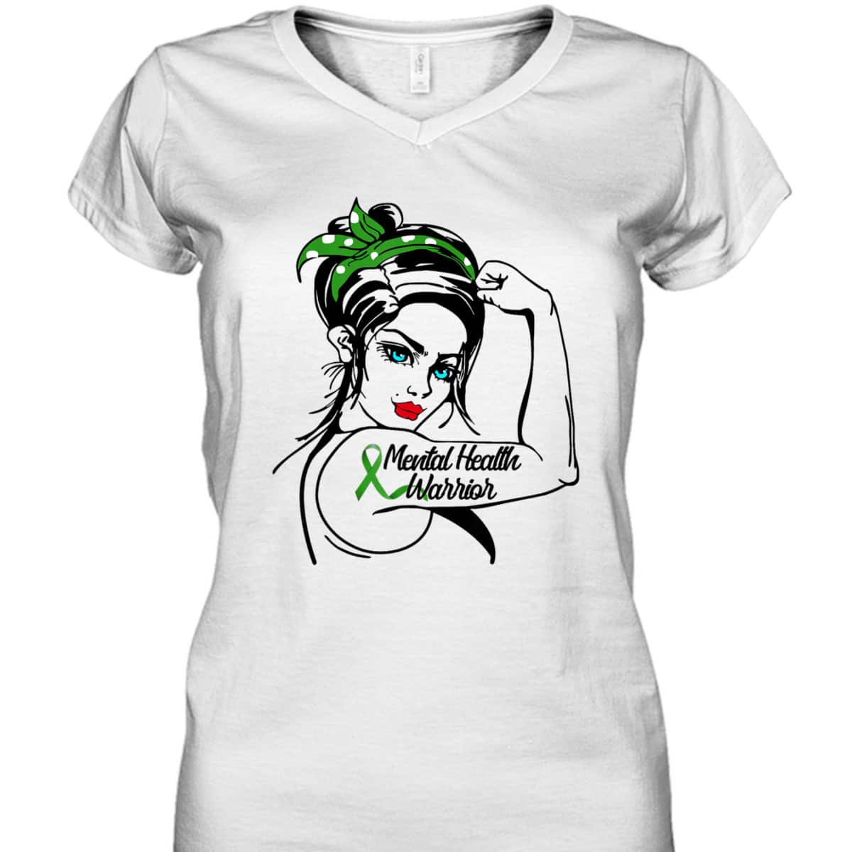 Mental Health Warrior Rosie The Riveter Pin Up T-Shirt
