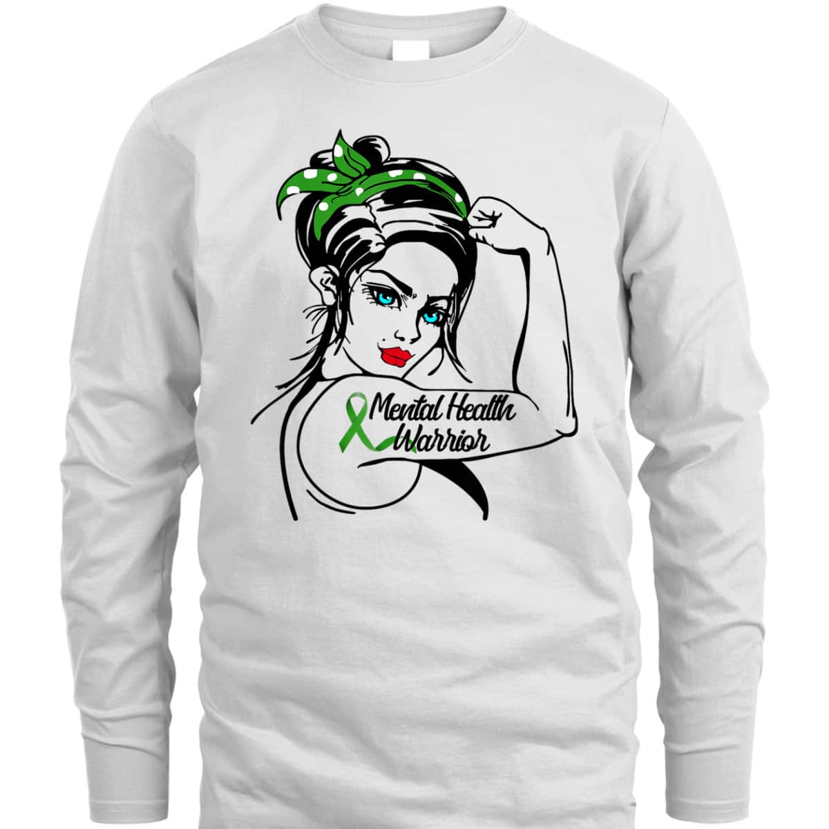 Mental Health Warrior Rosie The Riveter Pin Up T-Shirt