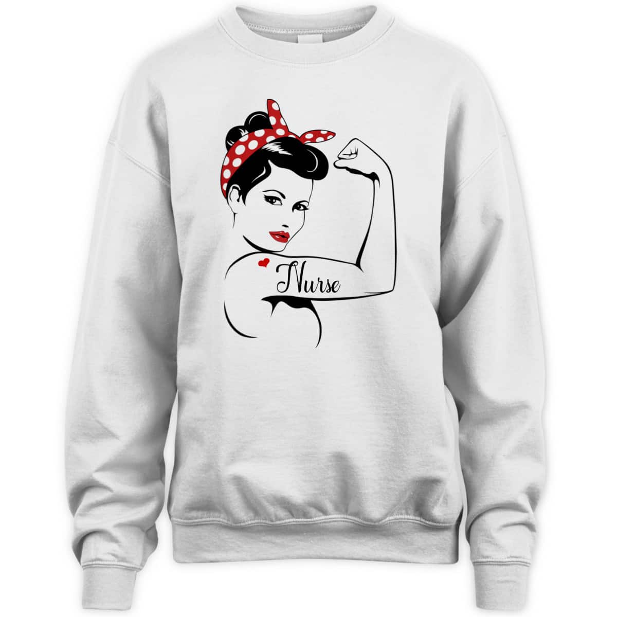 Rosie The Riveter Graphic For Nurse T-Shirt Rosie The Riveter Graphic For Nurse T-Shirt