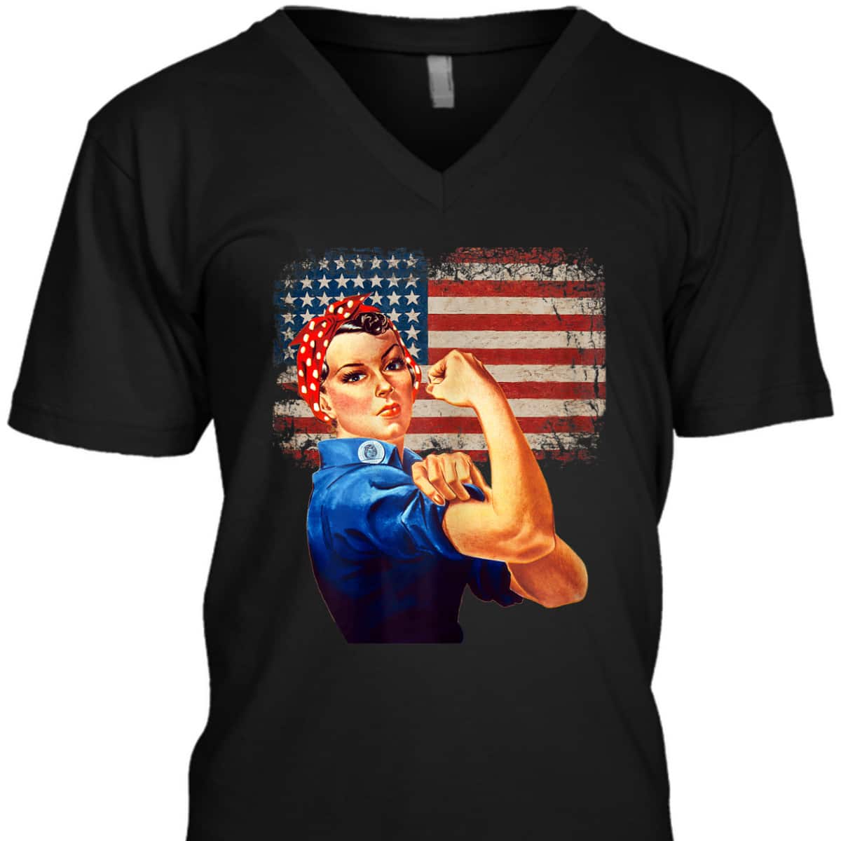 Womens Rosie The Riveter American Flag US Flag T-Shirt Womens Rosie The Riveter American Flag US Flag T-Shirt