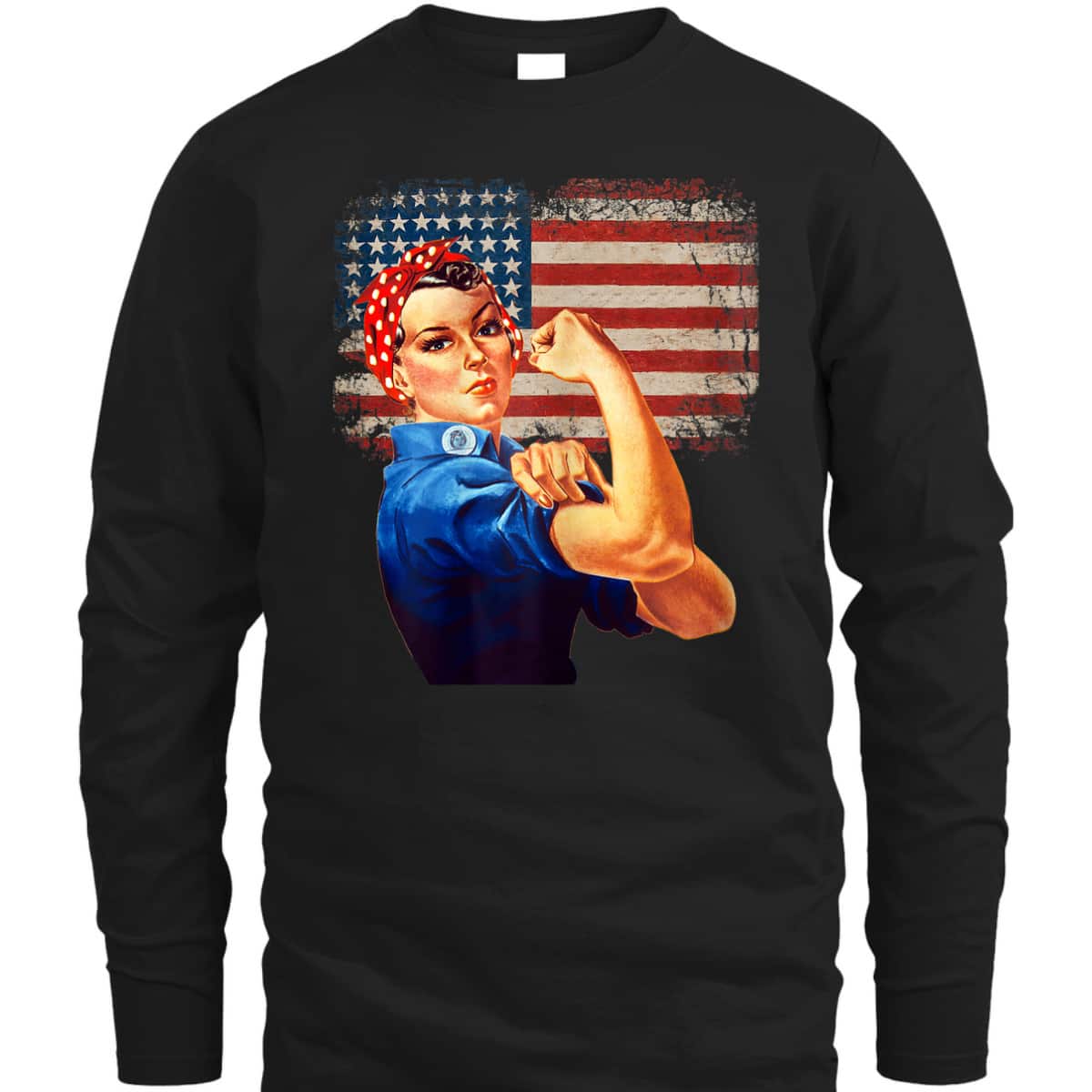 Womens Rosie The Riveter American Flag US Flag T-Shirt Womens Rosie The Riveter American Flag US Flag T-Shirt