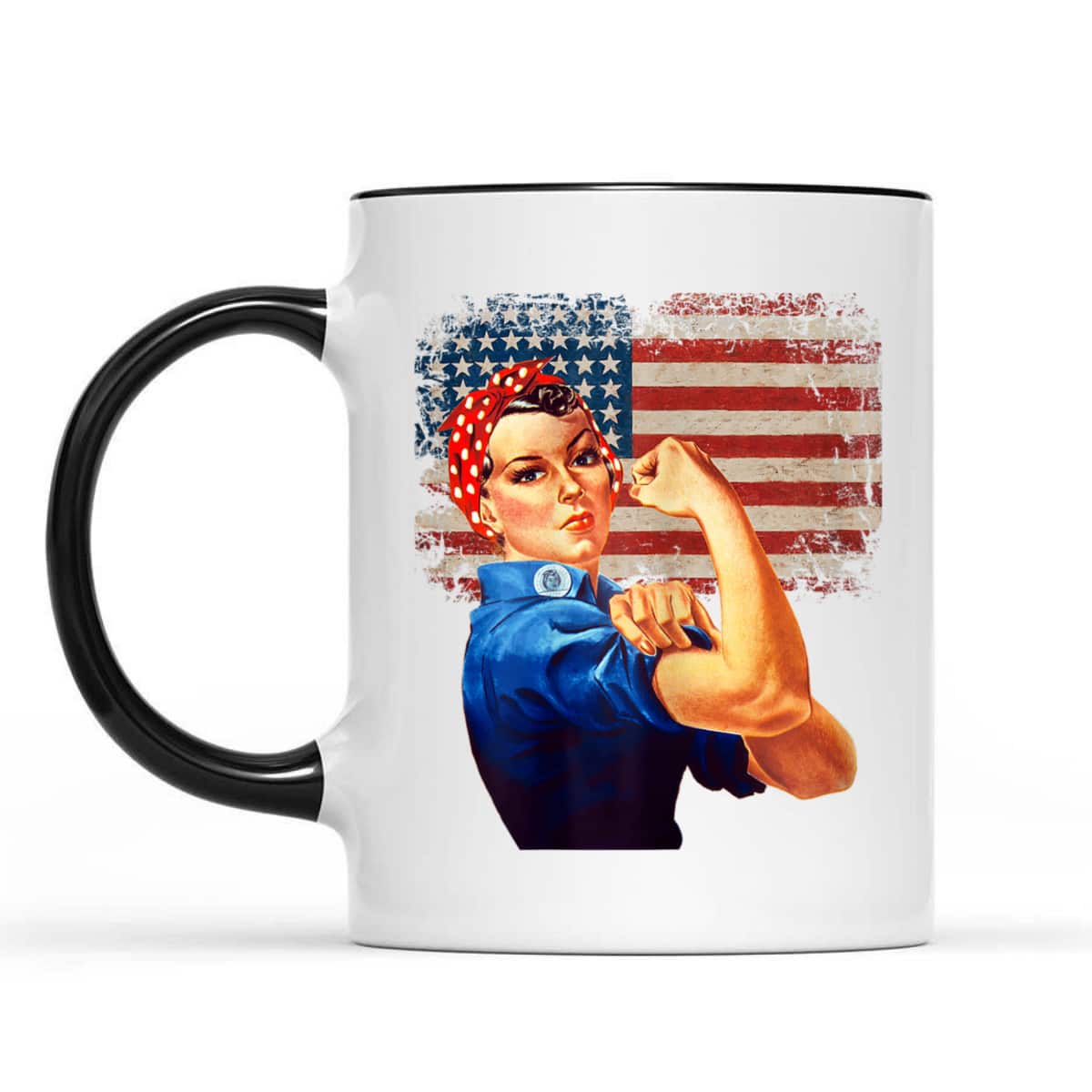 Womens Rosie The Riveter American Flag US Flag T-Shirt Womens Rosie The Riveter American Flag US Flag T-Shirt