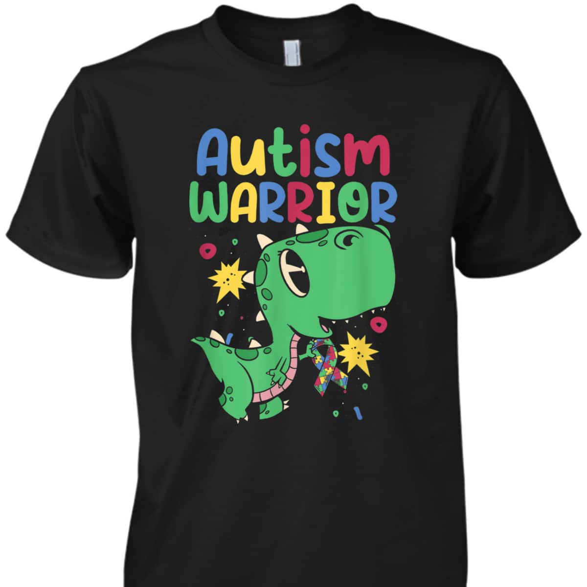 Autism Warrior - Autistic Dinosaur Support Autism Awareness T-Shirt