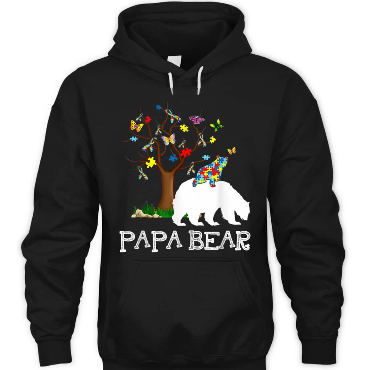 Autism Awareness Papa Bear Support Autistic Adults T-Shirt