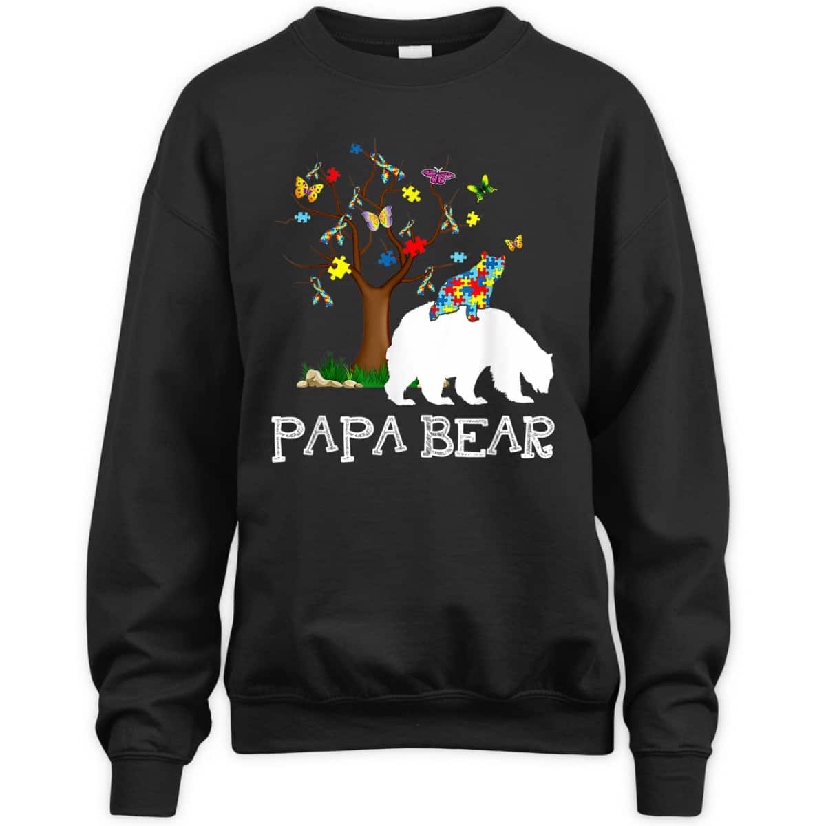 Autism Awareness Papa Bear Support Autistic Adults T-Shirt