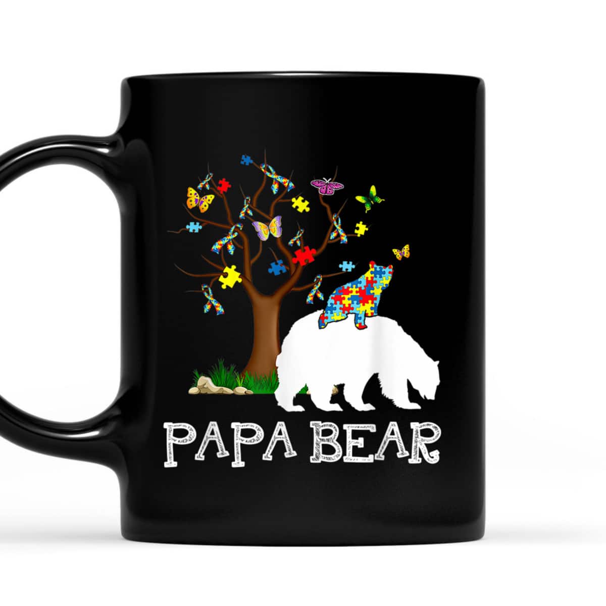 Autism Awareness Papa Bear Support Autistic Adults T-Shirt