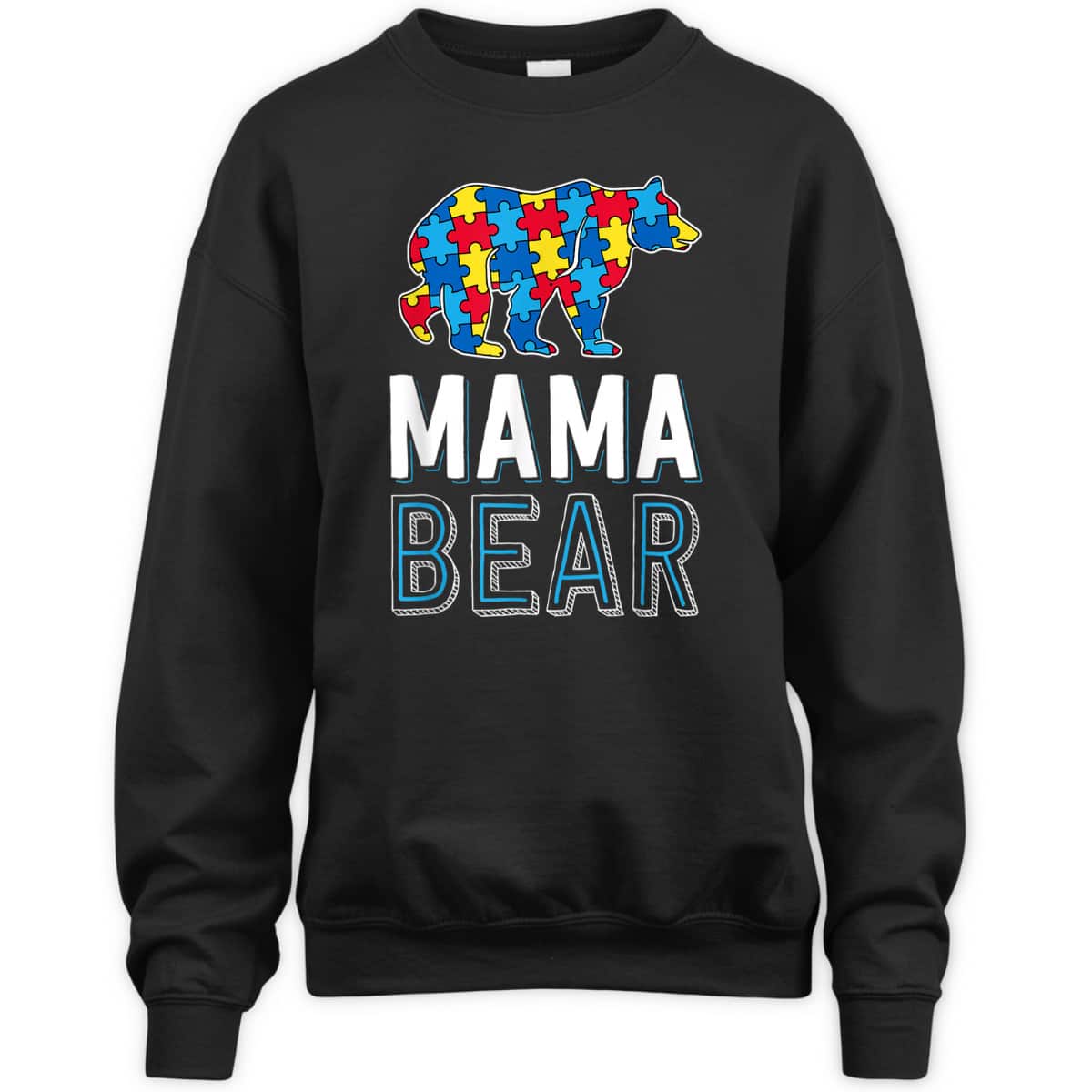 Mama Bear World Autism Awareness Day Family Puzzle Piece T-Shirt