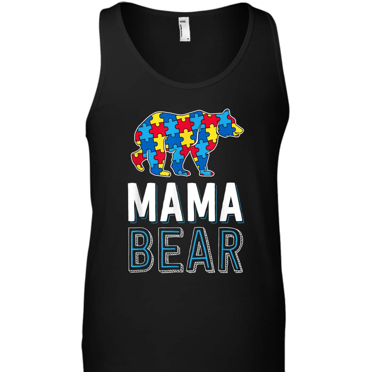 Mama Bear World Autism Awareness Day Family Puzzle Piece T-Shirt
