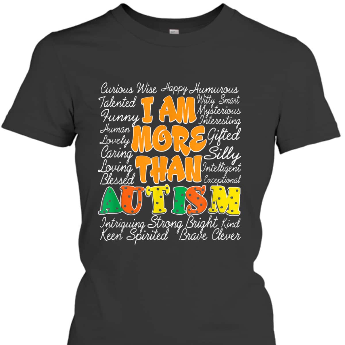 Word Cloud Puzzle Piece Inspirational Autism Awareness Gift T-Shirt