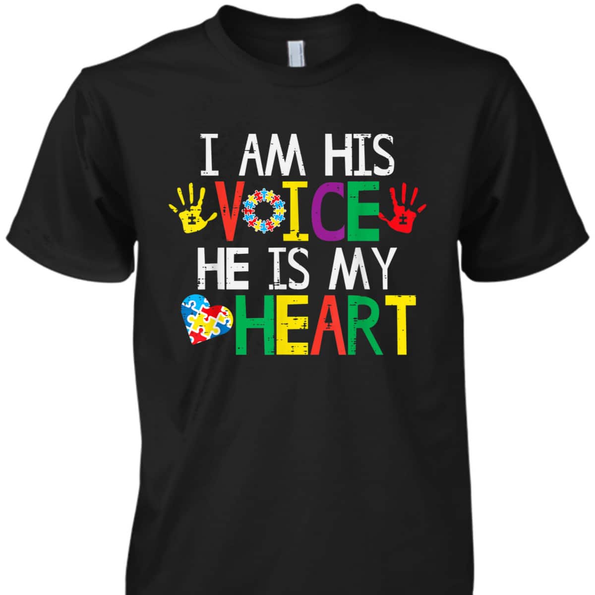 I Am His Voice He Is My Heart Autism Awareness Mom Women Dad T-Shirt I Am His Voice He Is My Heart Autism Awareness Mom Women Dad T-Shirt