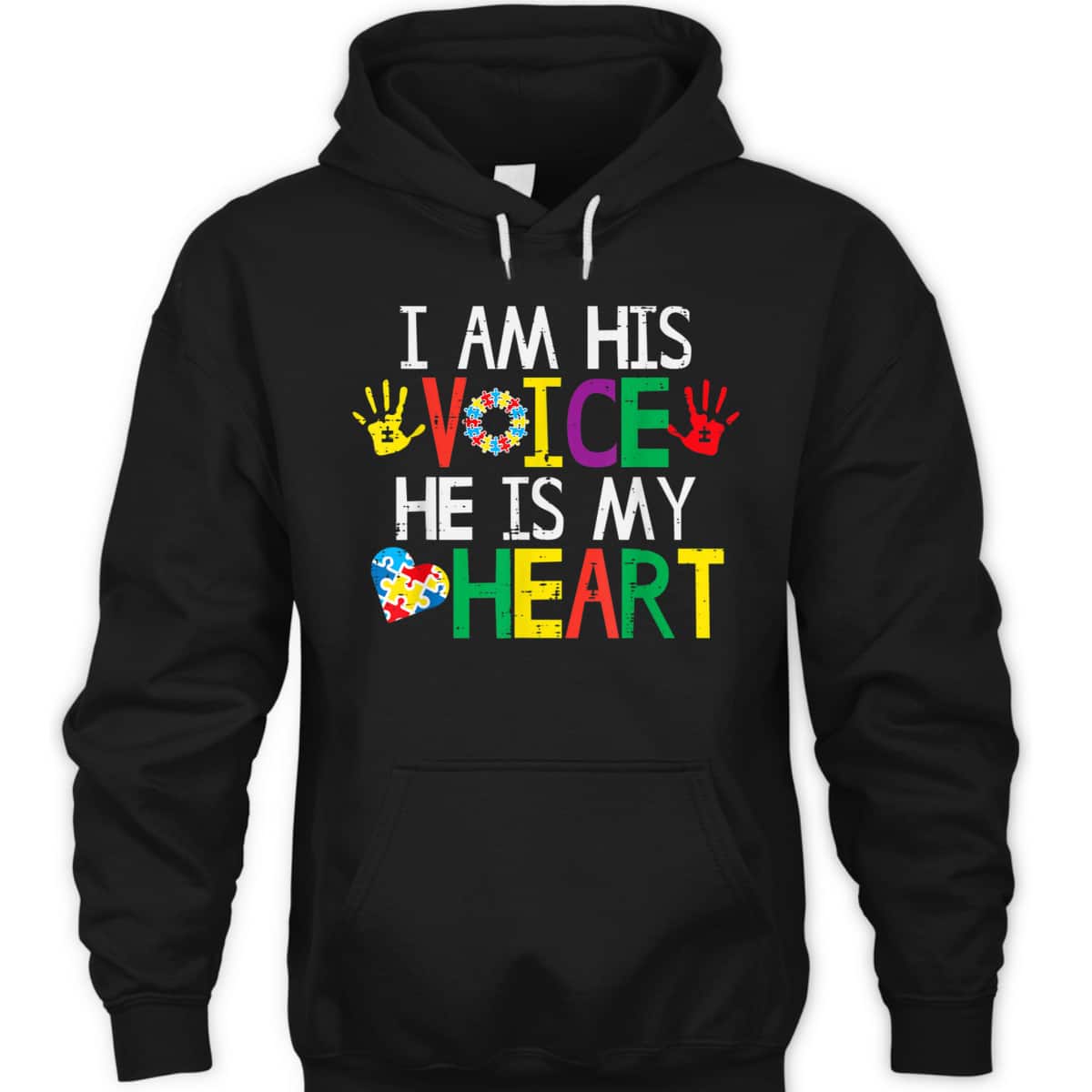 I Am His Voice He Is My Heart Autism Awareness Mom Women Dad T-Shirt