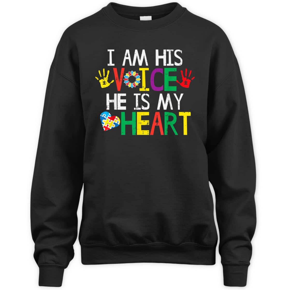 I Am His Voice He Is My Heart Autism Awareness Mom Women Dad T-Shirt