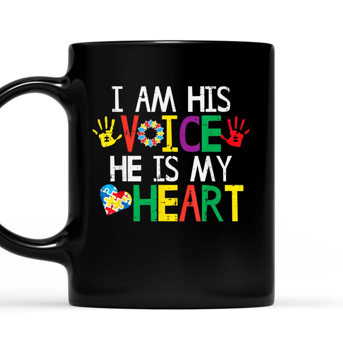 I Am His Voice He Is My Heart Autism Awareness Mom Women Dad T-Shirt
