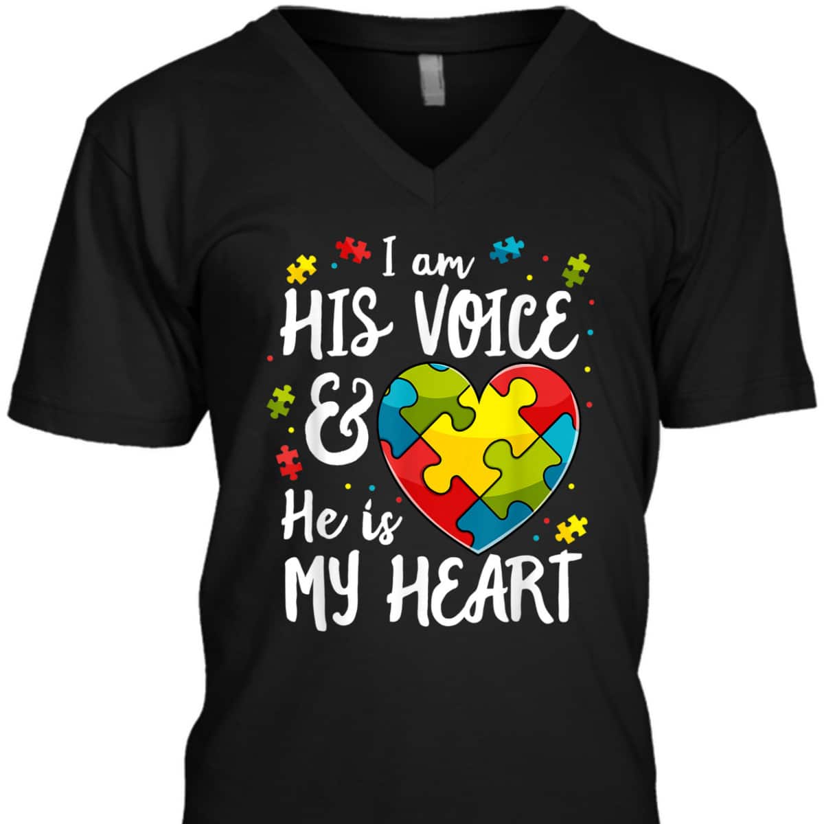 I Am His Voice He Is My Heart Autism Awareness For Mom Dad T-Shirt I Am His Voice He Is My Heart Autism Awareness For Mom Dad T-Shirt