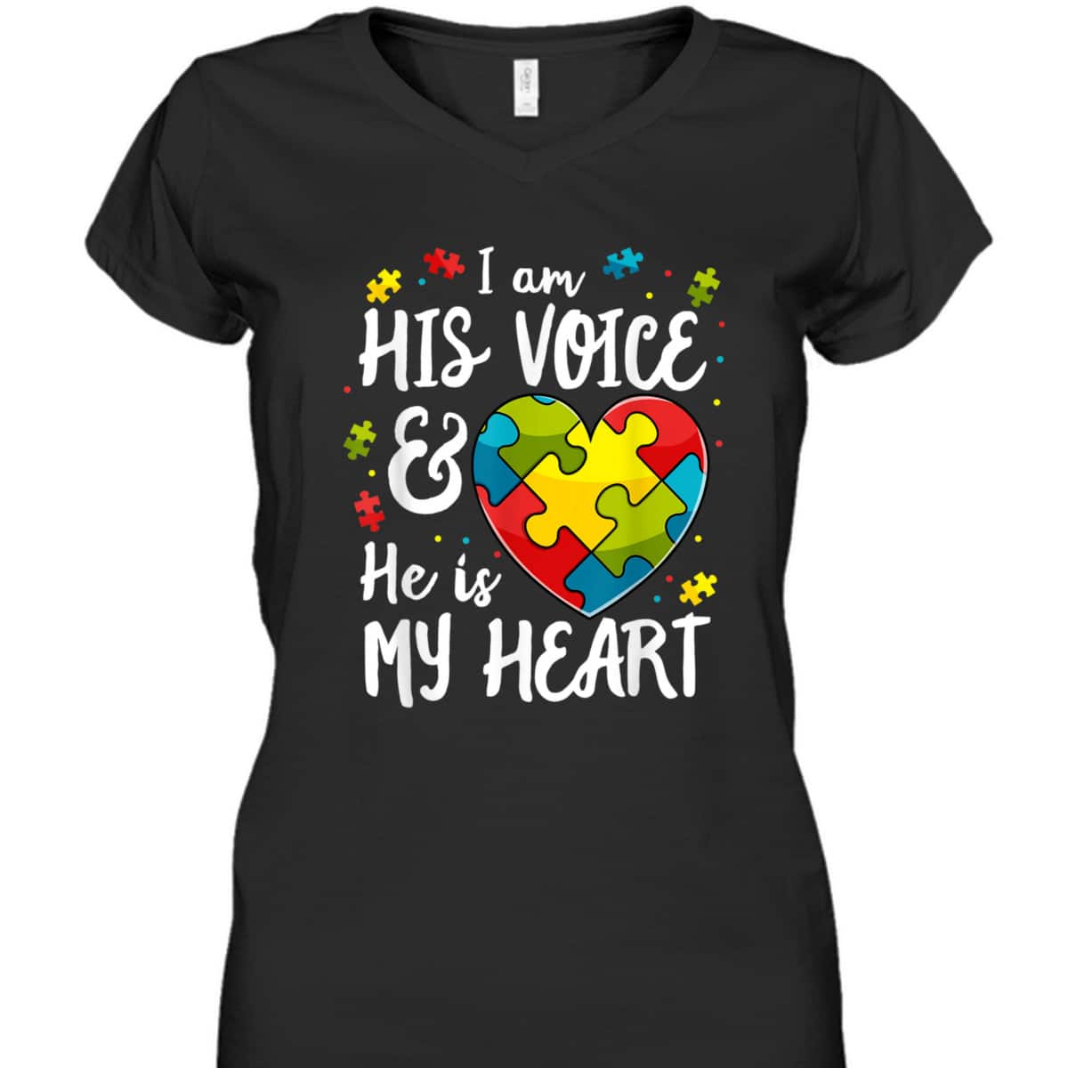 I Am His Voice He Is My Heart Autism Awareness For Mom Dad T-Shirt I Am His Voice He Is My Heart Autism Awareness For Mom Dad T-Shirt