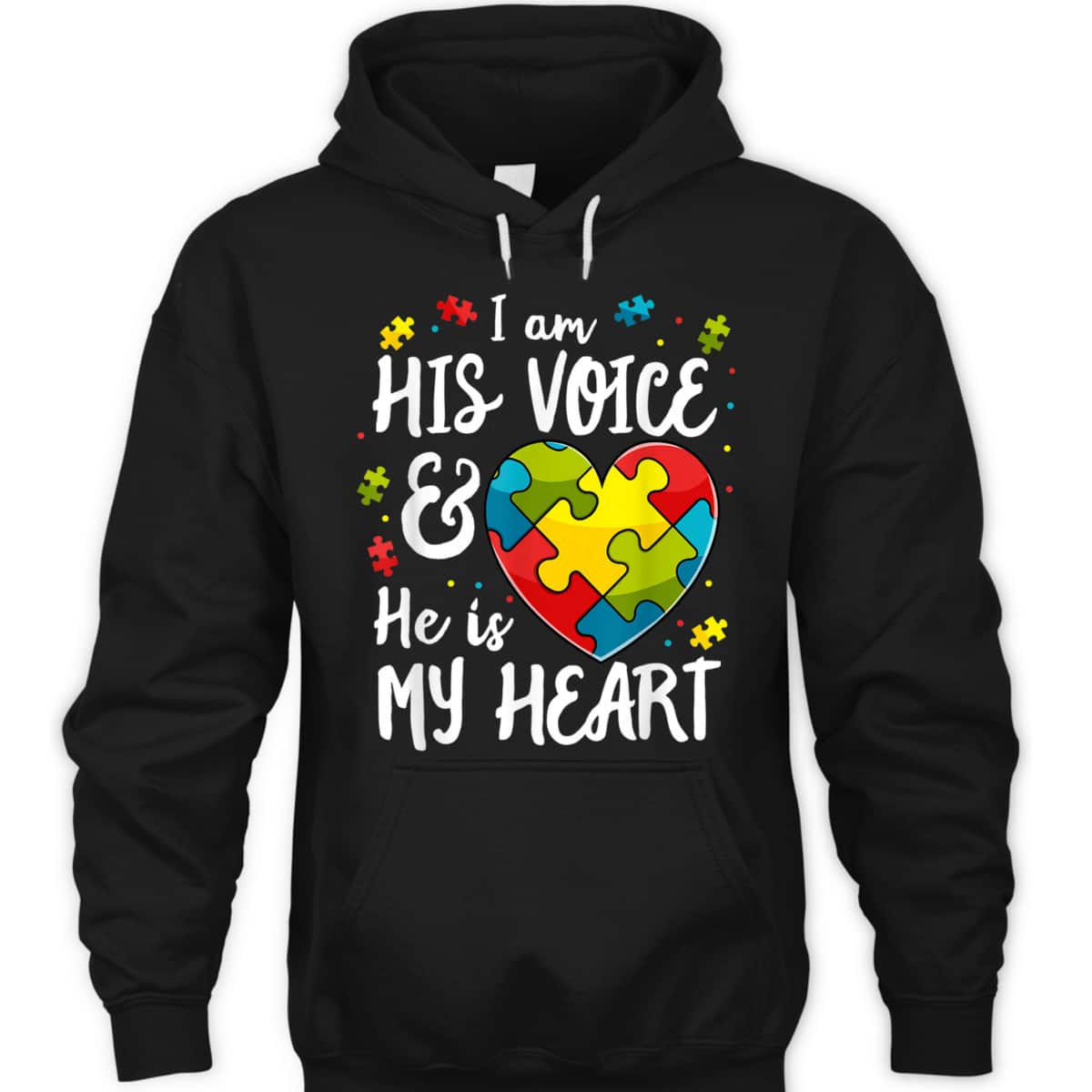 I Am His Voice He Is My Heart Autism Awareness For Mom Dad T-Shirt