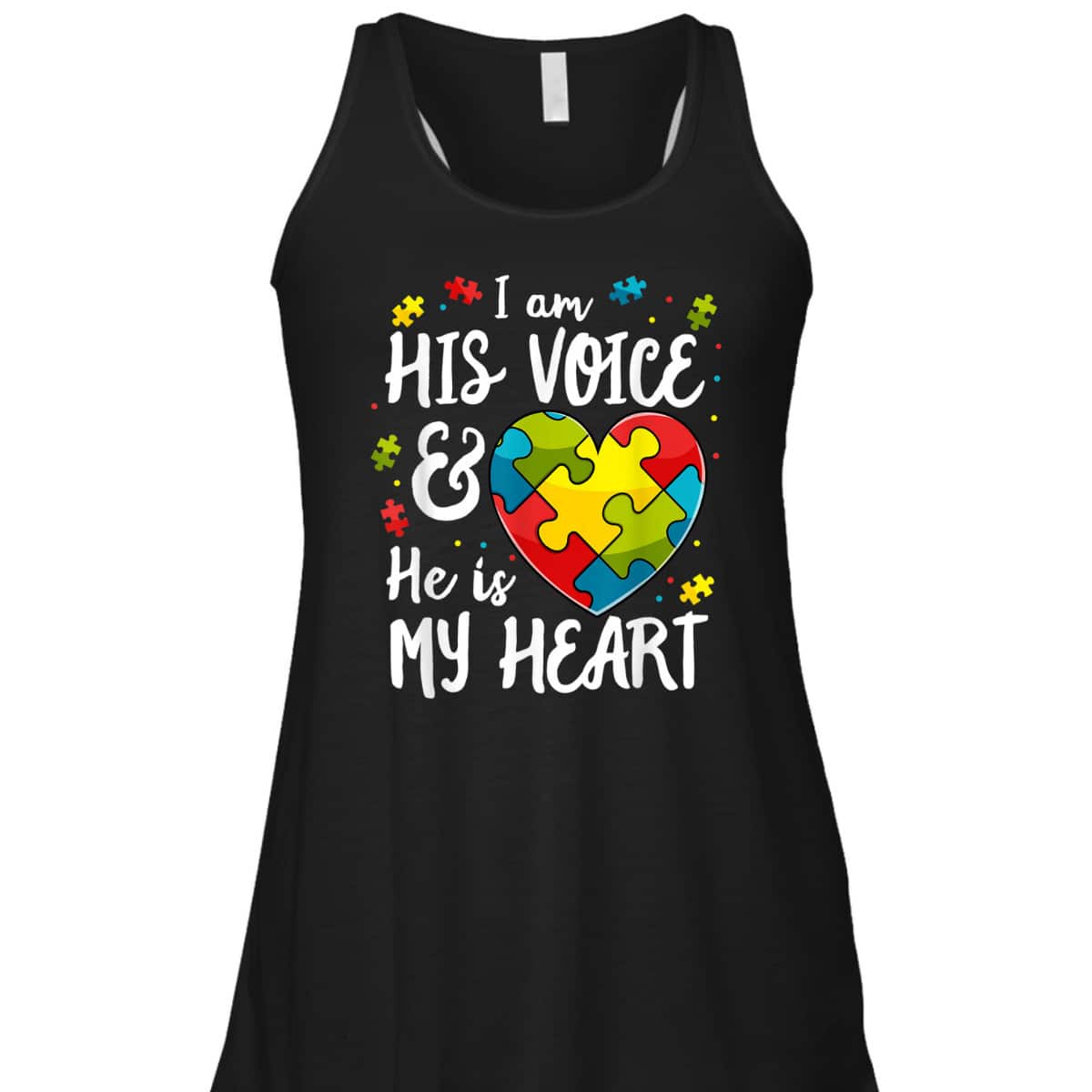 I Am His Voice He Is My Heart Autism Awareness For Mom Dad T-Shirt