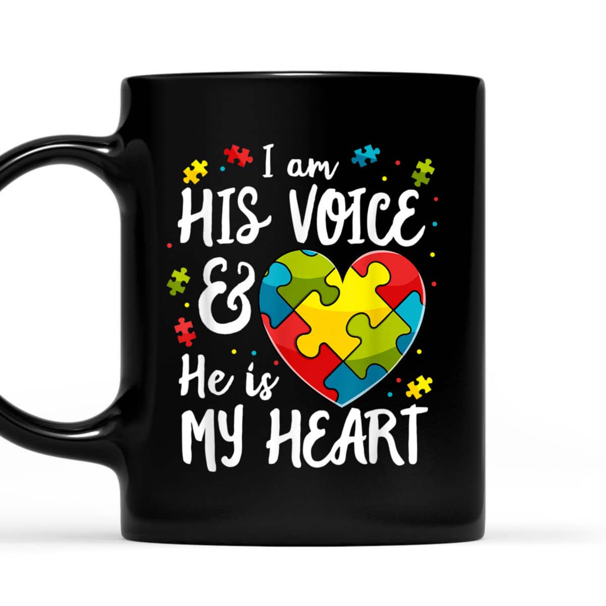 I Am His Voice He Is My Heart Autism Awareness For Mom Dad T-Shirt