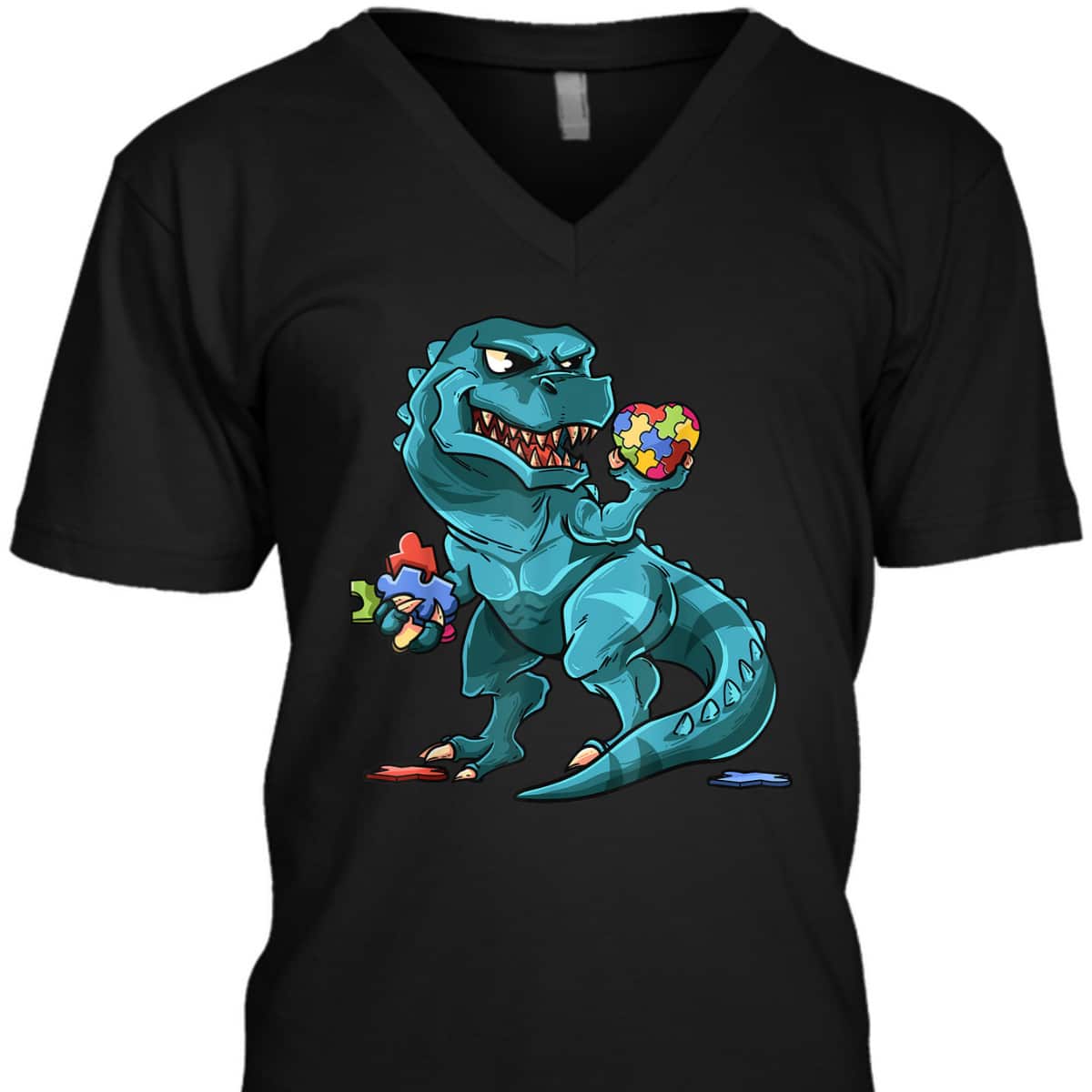 Autism Awareness Dinosaur T-Rex Heart Puzzle Pieces T-Shirt Autism Awareness Dinosaur T-Rex Heart Puzzle Pieces T-Shirt